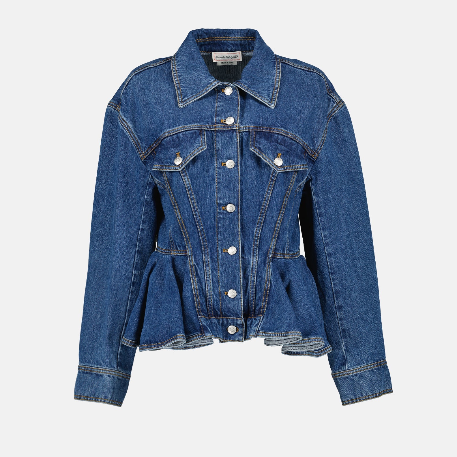 Peplum Denim Jacket Alexander McQueen Women WE IN STYLE