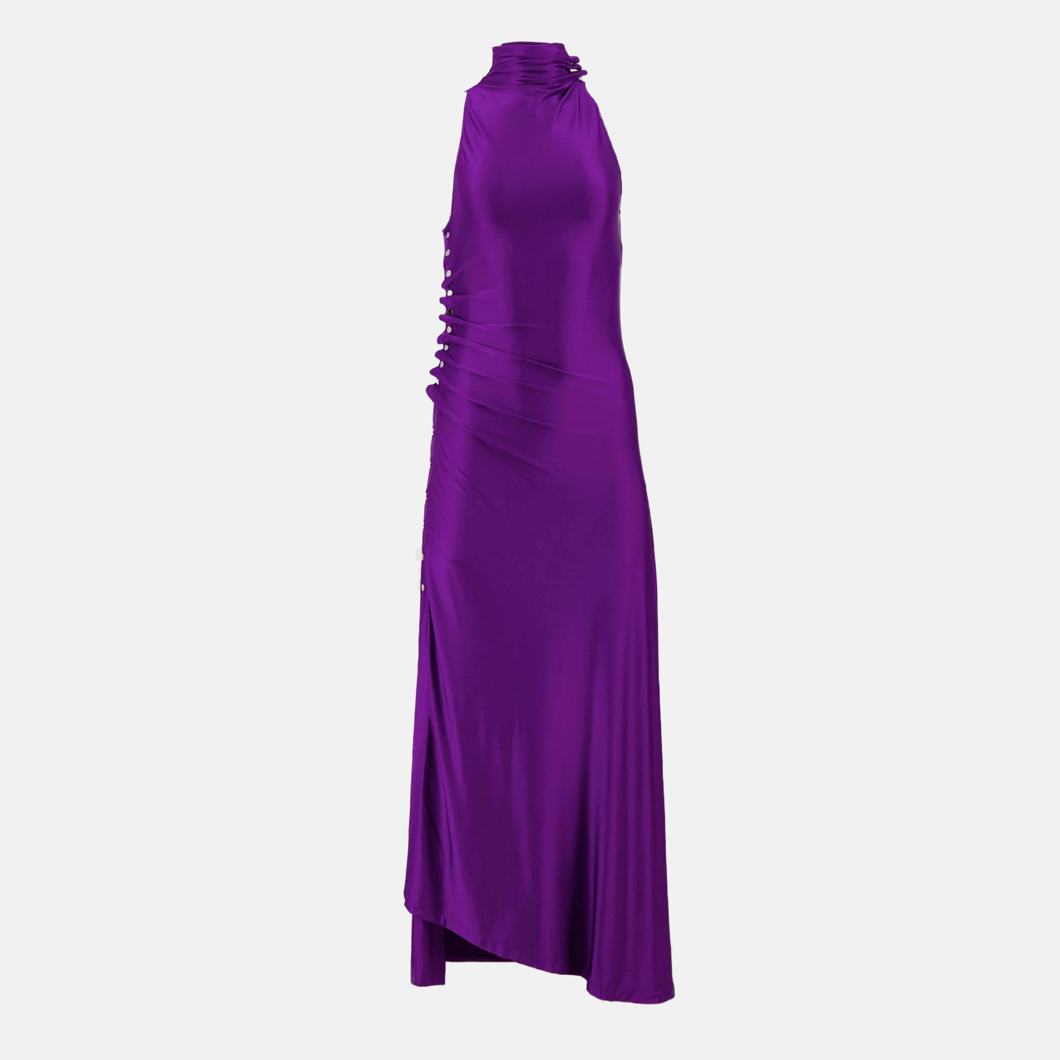 Long Purple Draped Jersey Dress - Rabanne - Women | WE IN STYLE