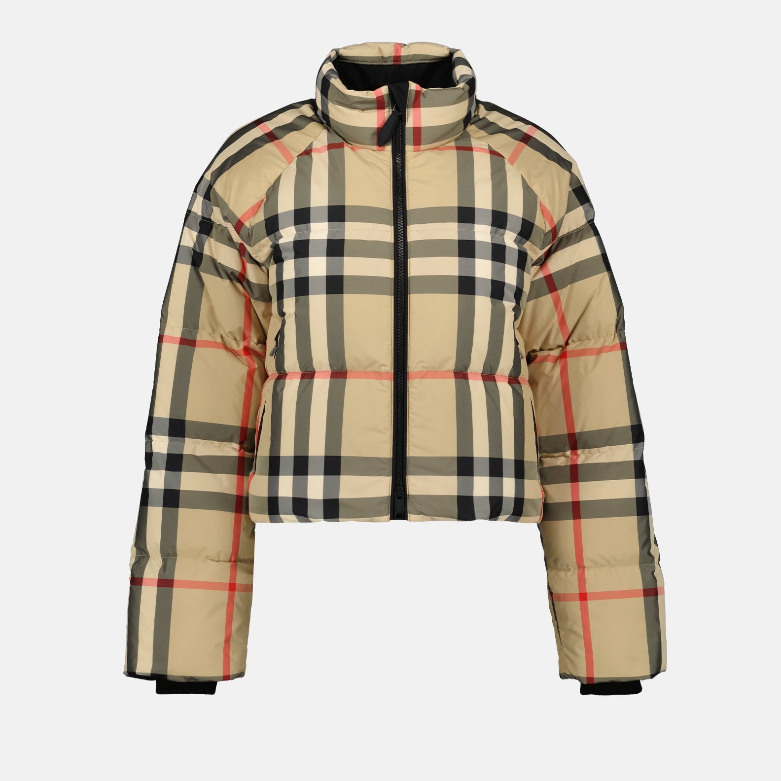 Beige Checkered Down Jacket Burberry Women WE IN STYLE