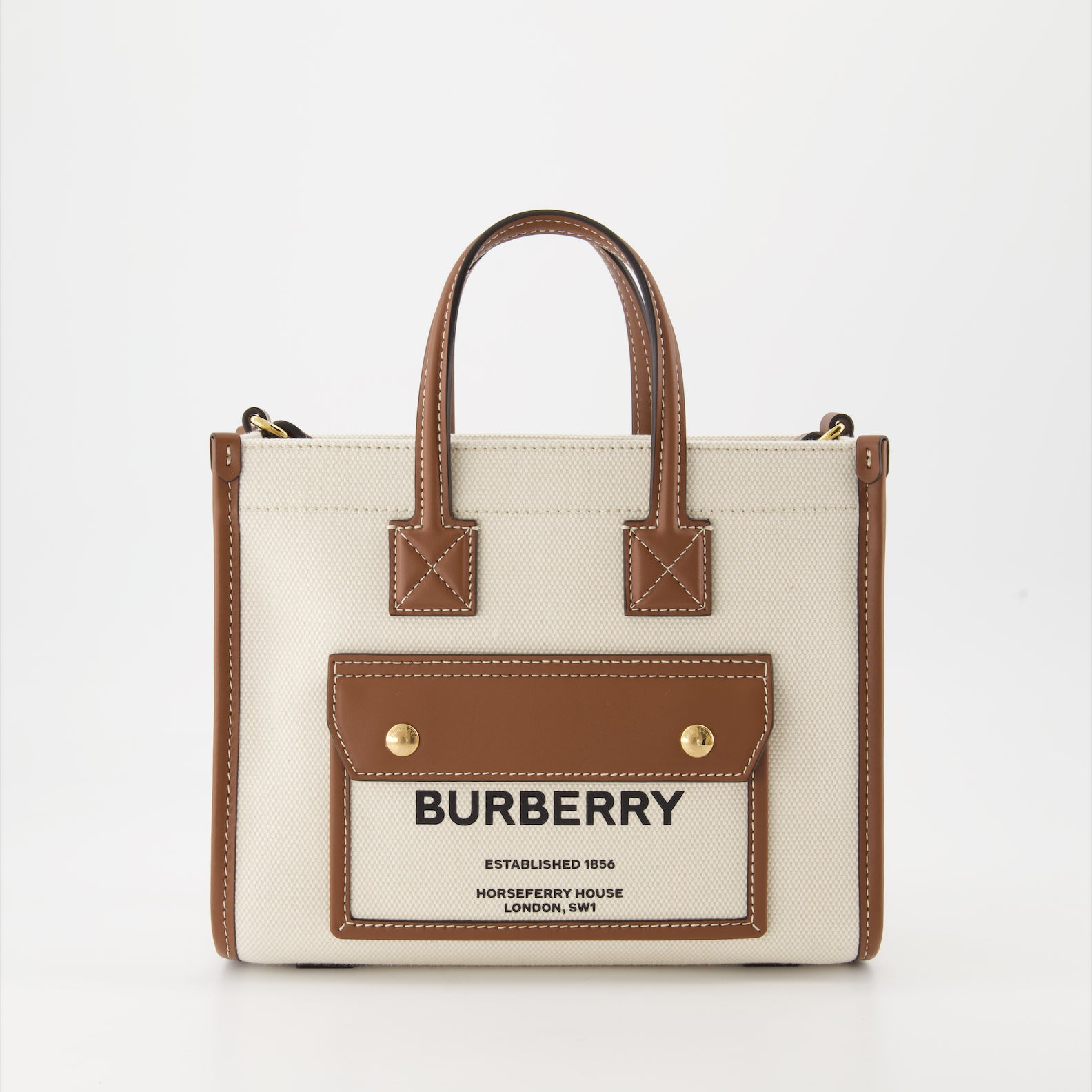 Freya Canvas and Leather Tote Bag Burberry Women WE IN STYLE