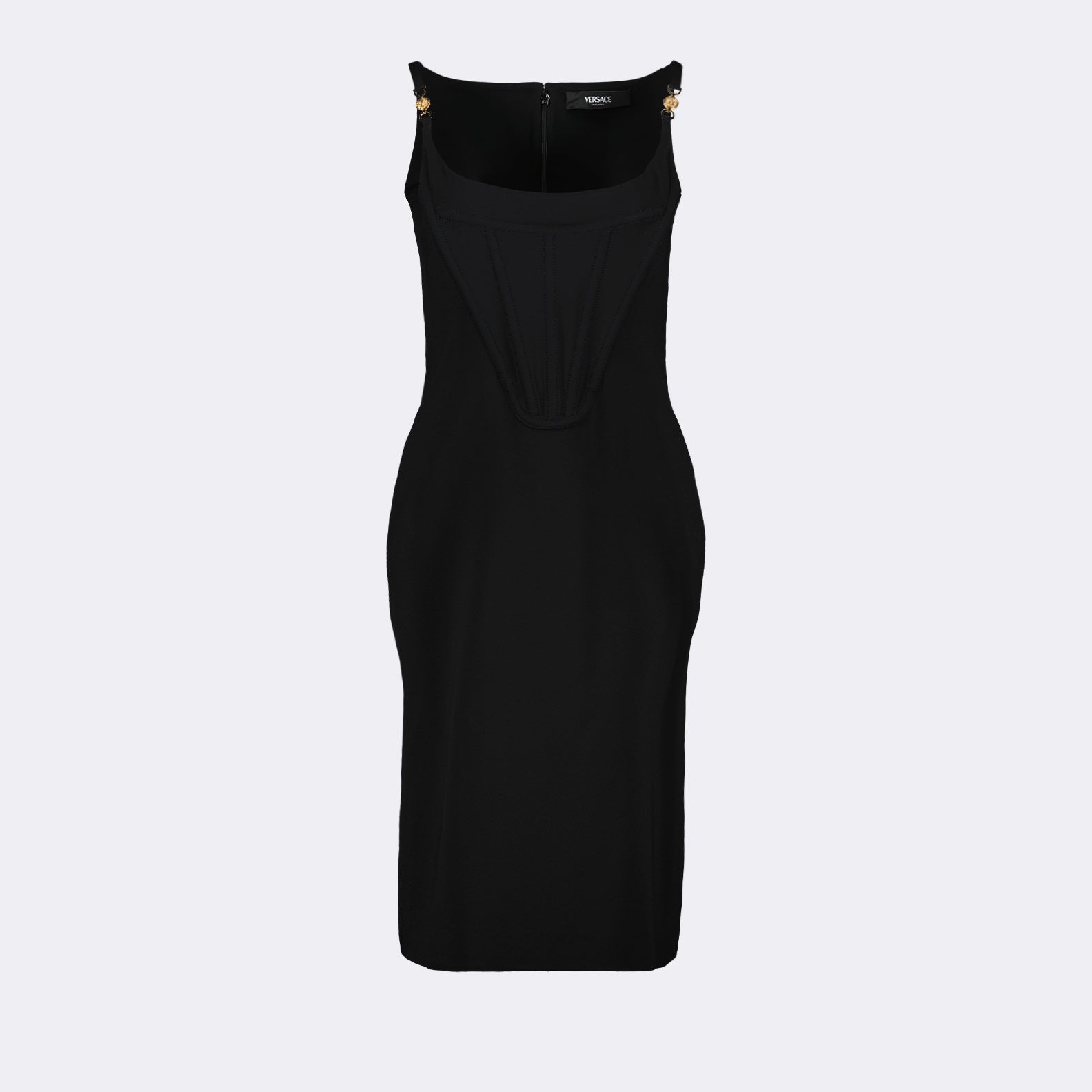 versace black cocktail dress Versace Satin Lace-Embroidered black Midi Slip Dress Size 40/ US 4
