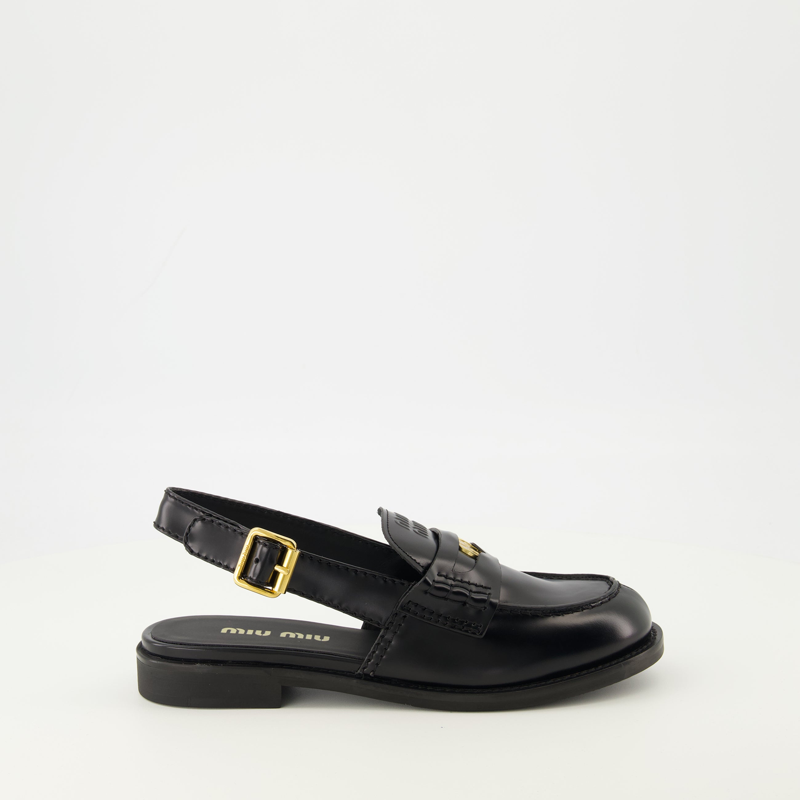 Miu Miu Black Leather Moccasins - Women | WE IN STYLE