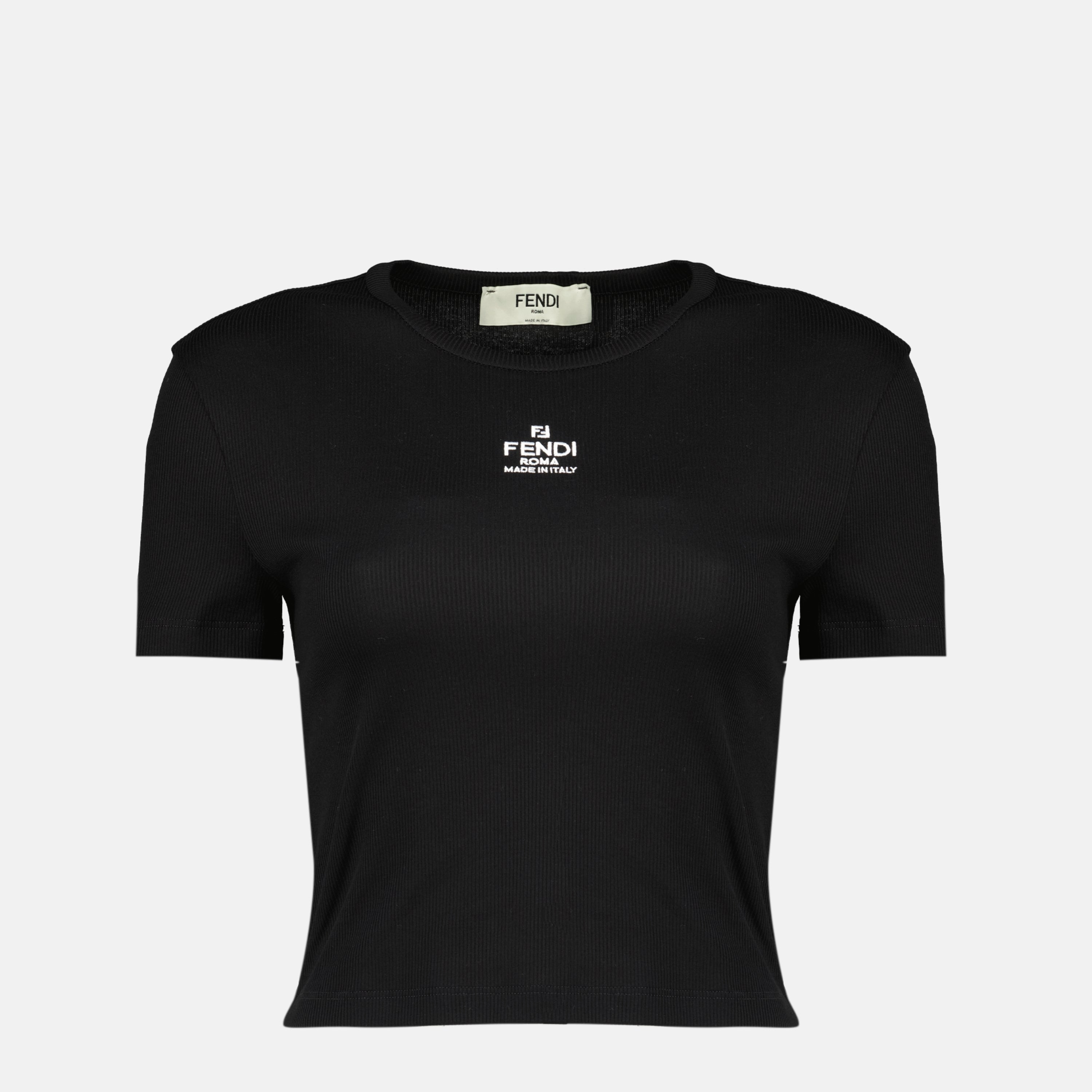 FENDI ROMA 黒 Tシャツ サイズL Black Fendi Roma Crop Top - Women | WE IN STYLE