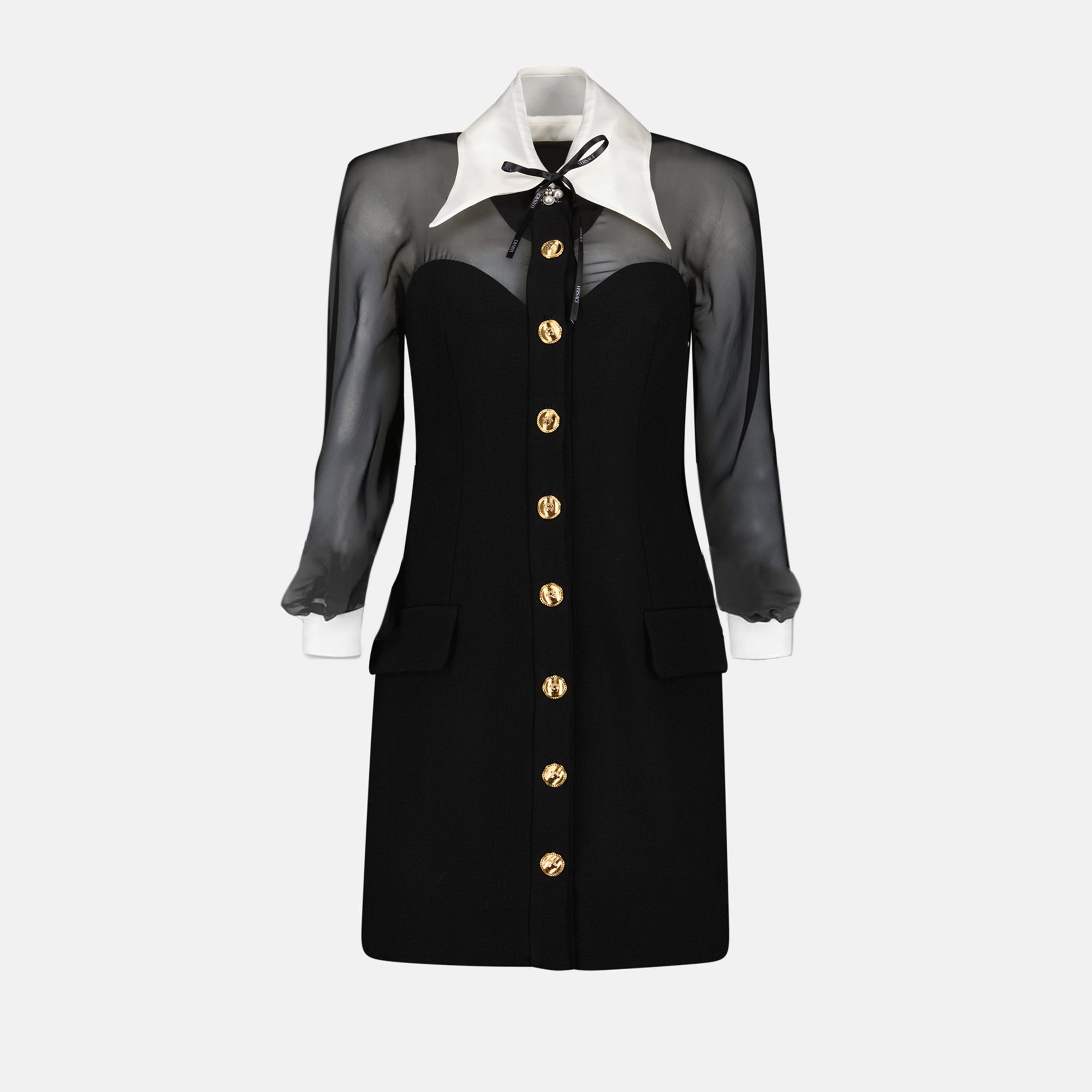 contrast collar shirt dress Black Rib Knit Contrast Collar Mini Shift Dress