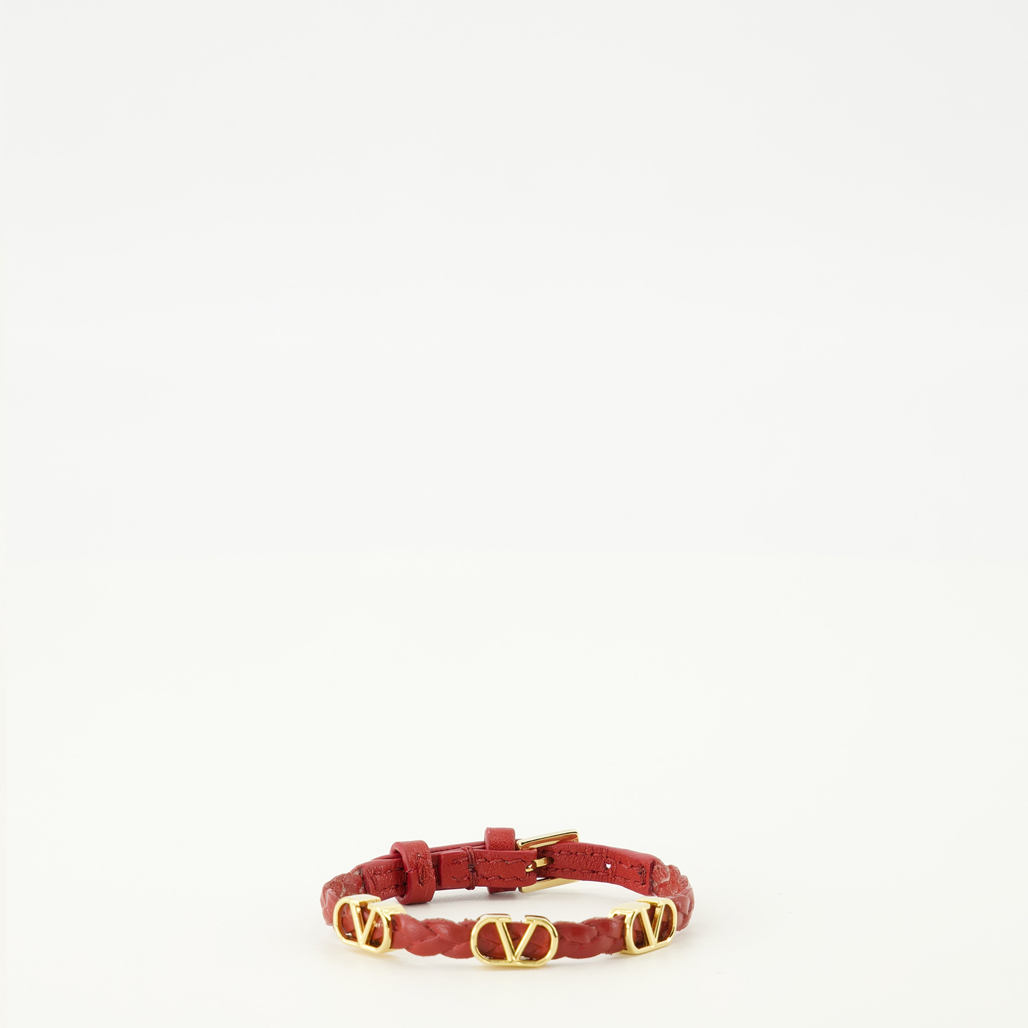 Vlogo Red Leather Bracelet - Valentino - Valentino Garavani