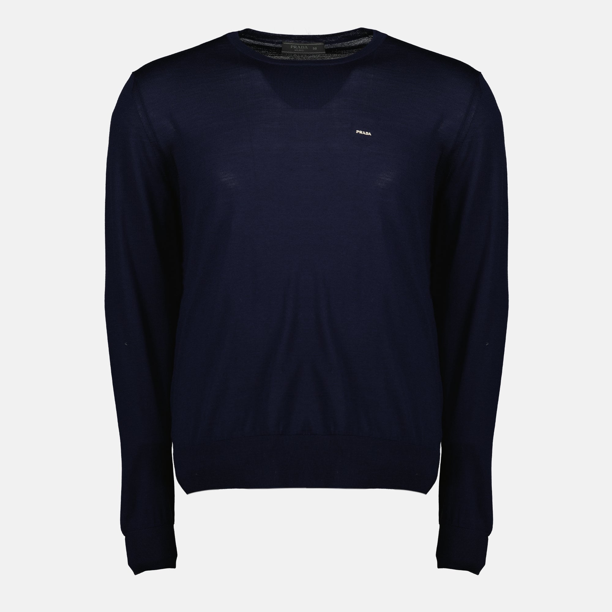 Fine Wool Navy Sweater - Prada - Men | WE IN STYLE