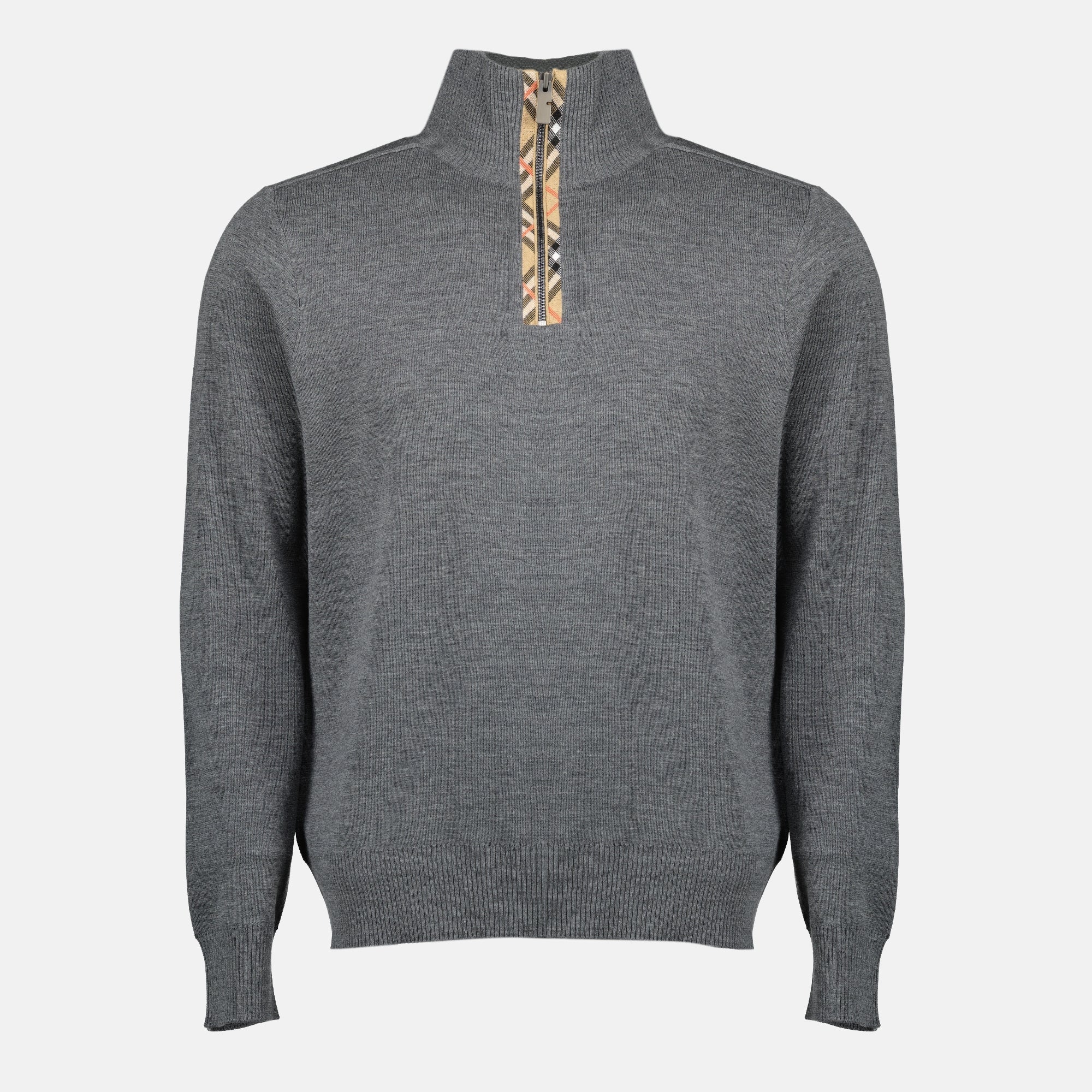 Burberry Black Label グレー ジップアップセーター サイズ2 Grey Wool Zip Sweater - Burberry - Men | WE IN STYLE