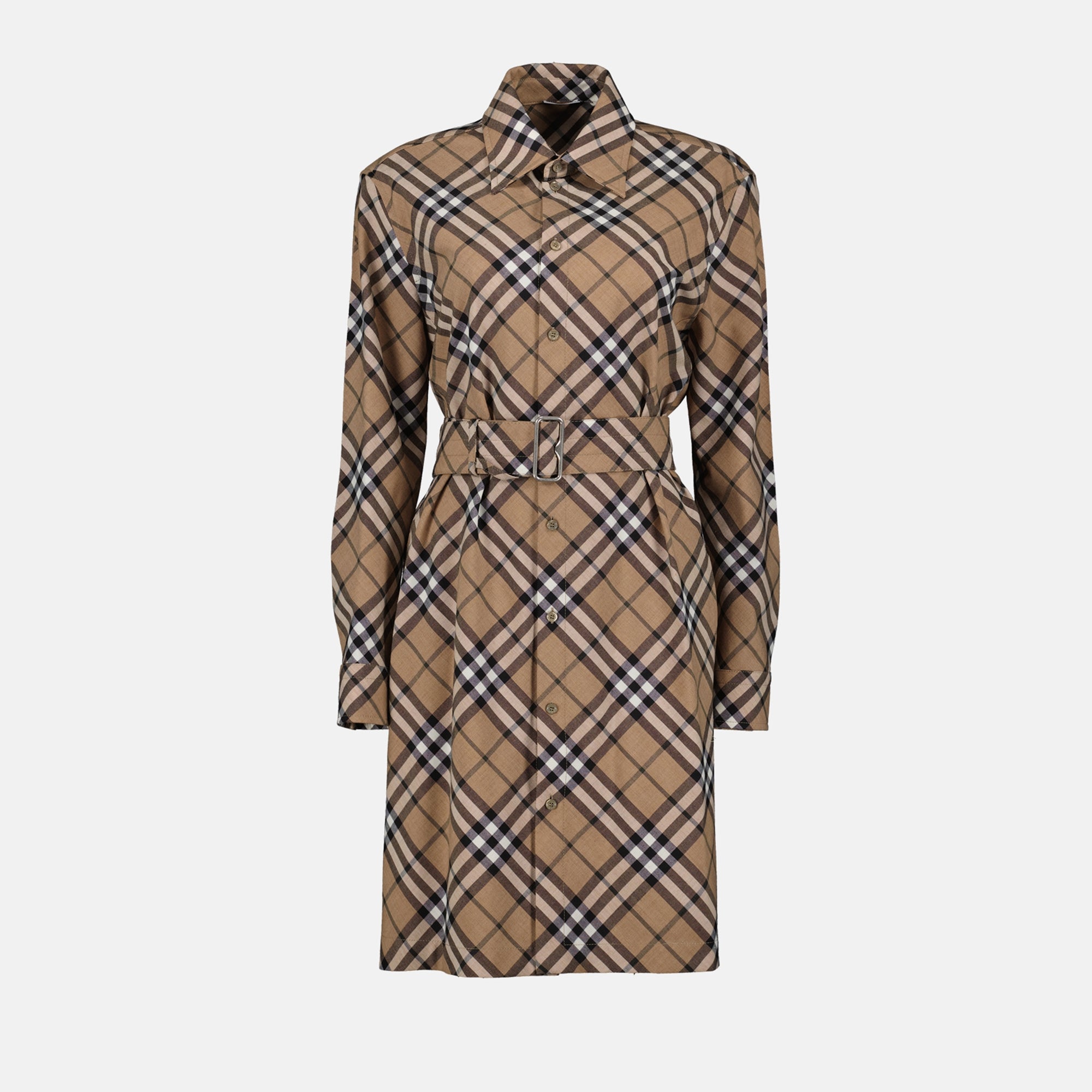 Burberry Check Wool Blend Chemisier Dress Burberry Check Wool Blend Chemisier Dress