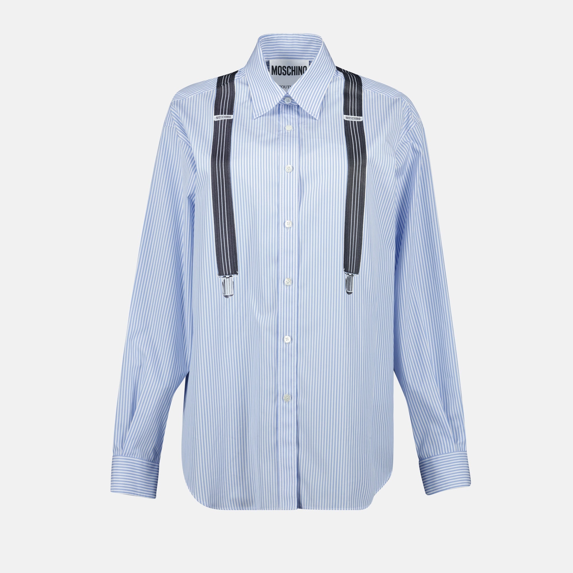 Blue Printed Shirt with Straps - Moschino Blue Printed Shirt with Straps - Moschino