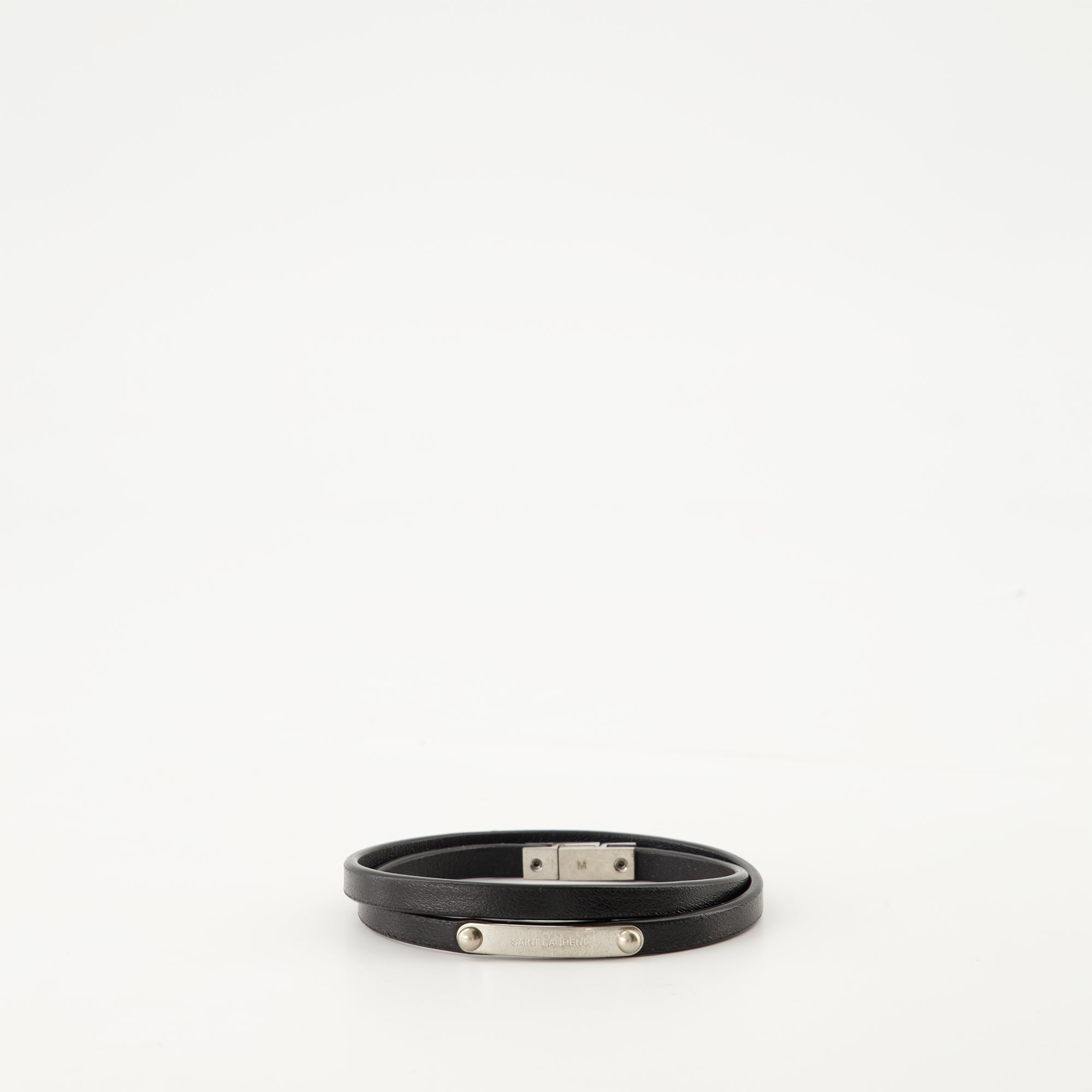 SAINT LAURENT ブラックレザーブレスレット SAINT LAURENT - カーフ