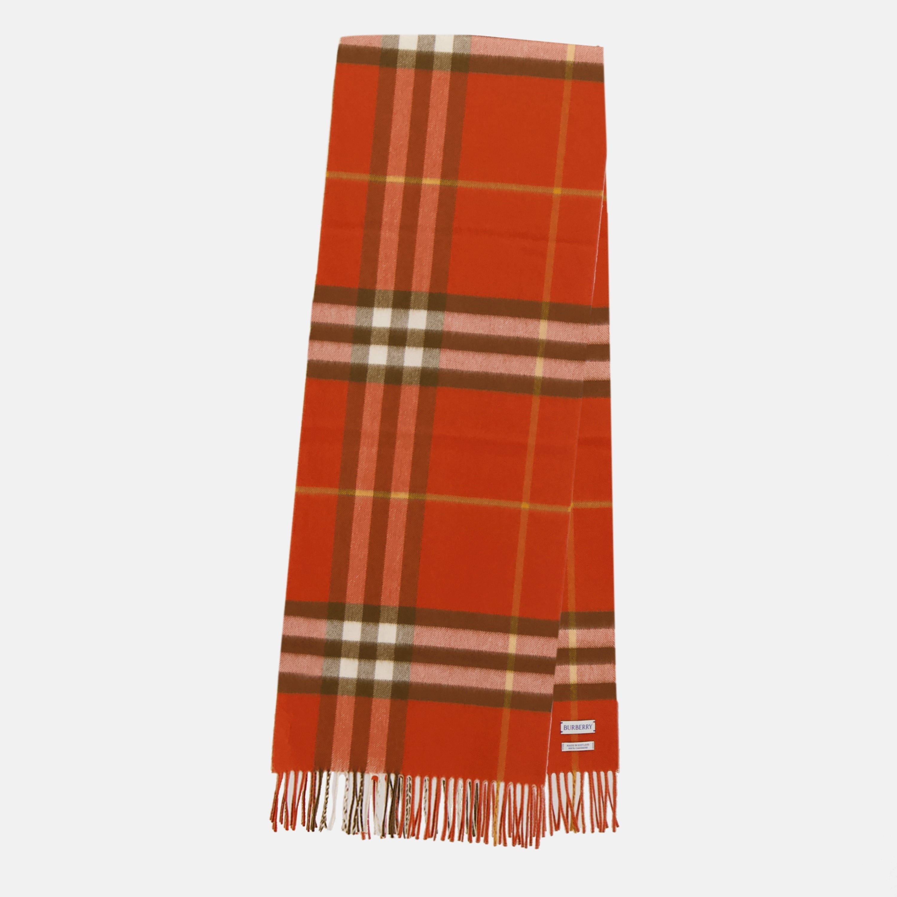 Orange Cashmere Check Scarf - Burberry - Women | WE IN STYLE