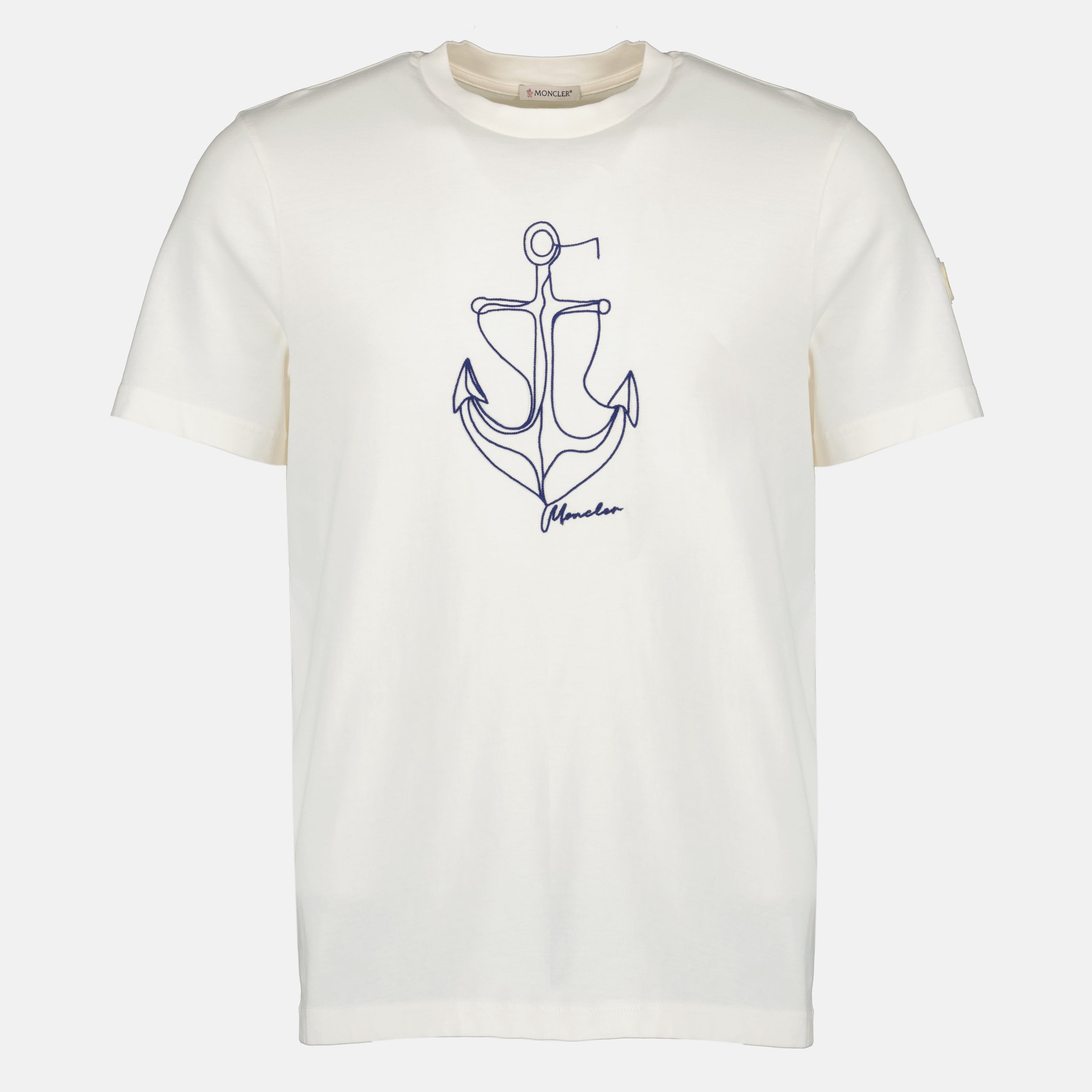 White Embroidered Cotton T-Shirt - Moncler - Men | WE IN STYLE