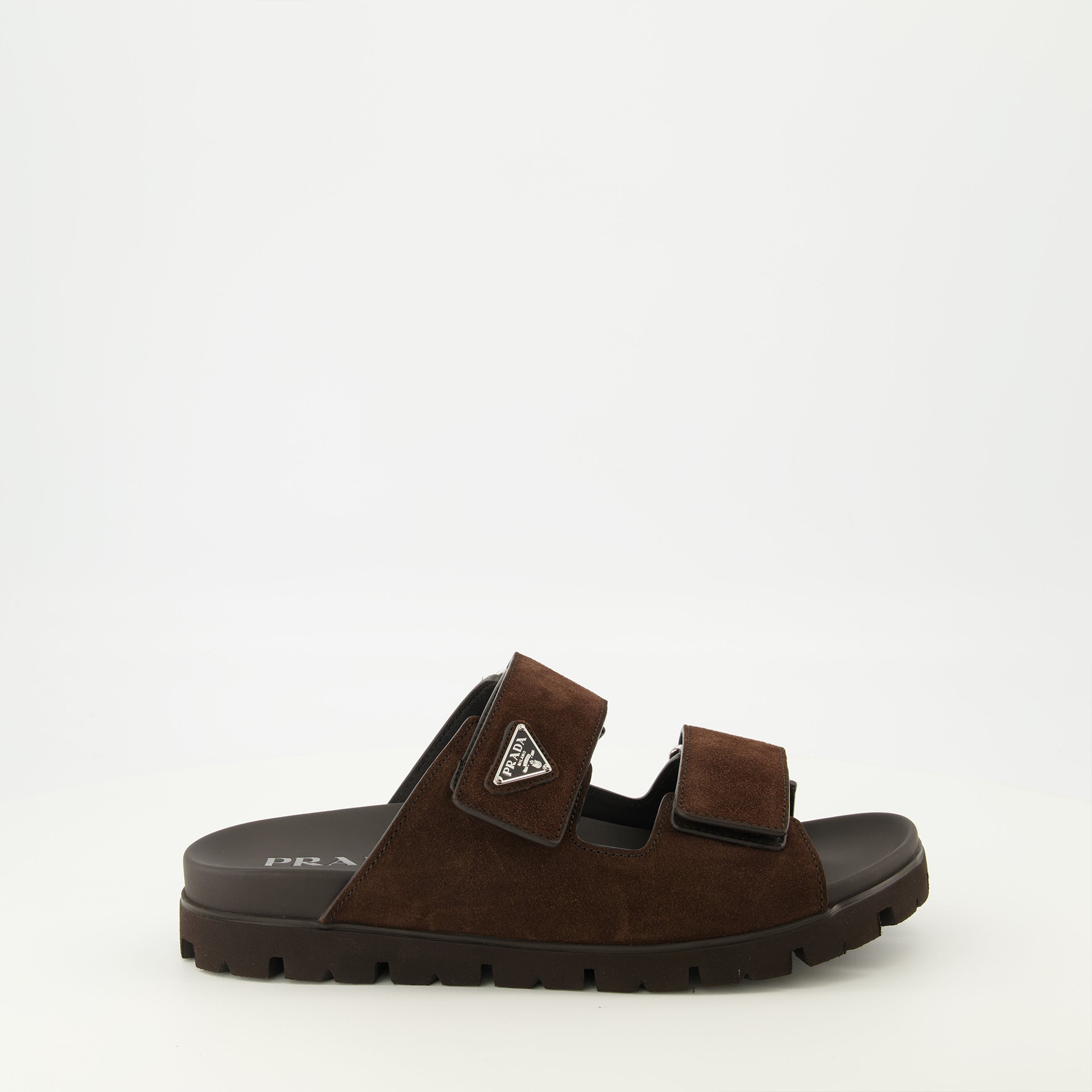 PRADA ブラウン スエード ミュール 35.5 Prada Brown Suede Sandals - Men | WE IN STYLE
