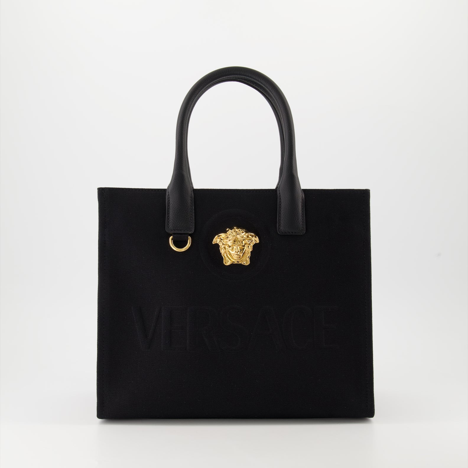 La Medusa Small Tote Bag in Black Canvas Versace Women WE IN