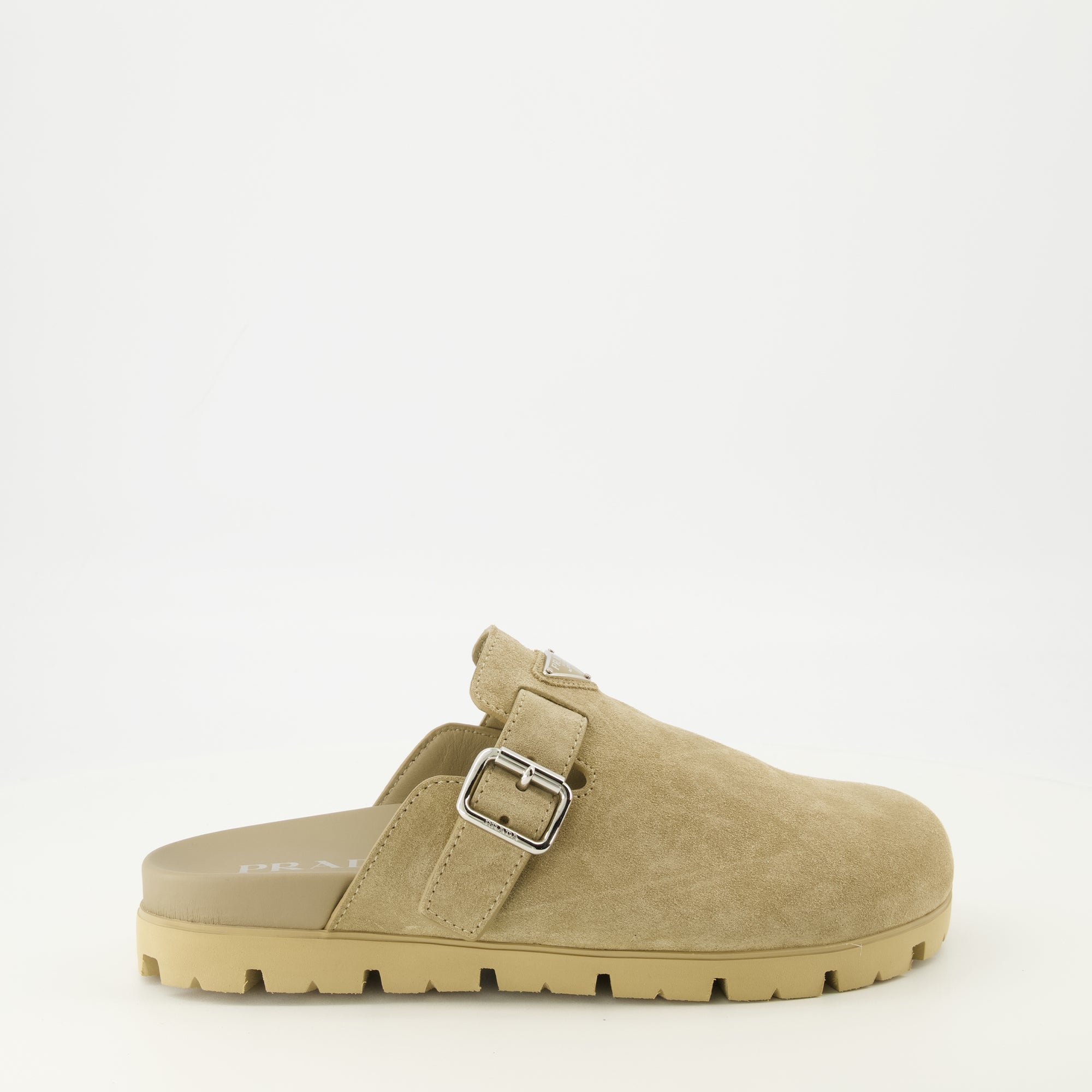 Beige Velvet Calfskin Mules - Prada - Men | WE IN STYLE
