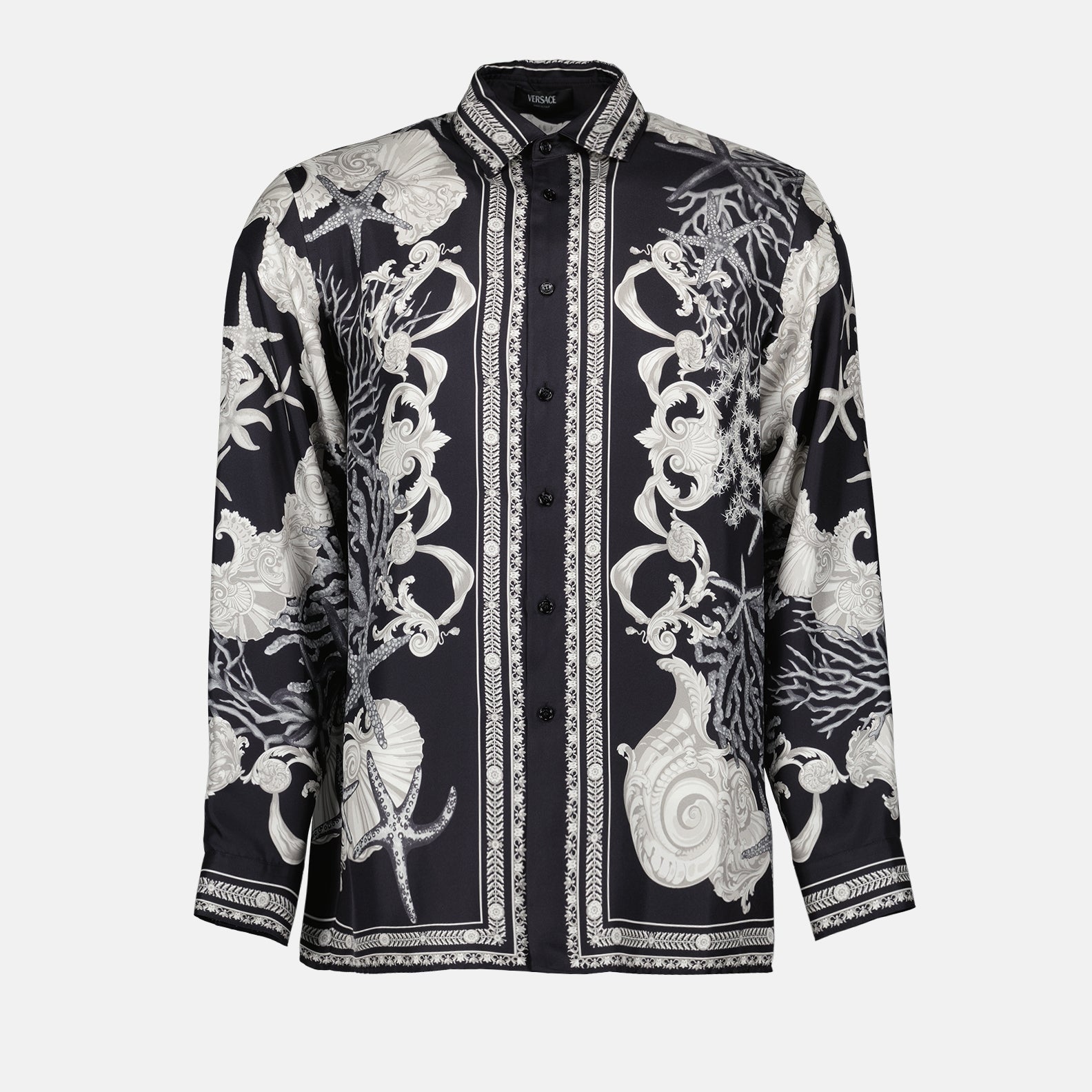 Elegante Camisa de Seda Barocco Negra Versace Hombre WE IN STYLE