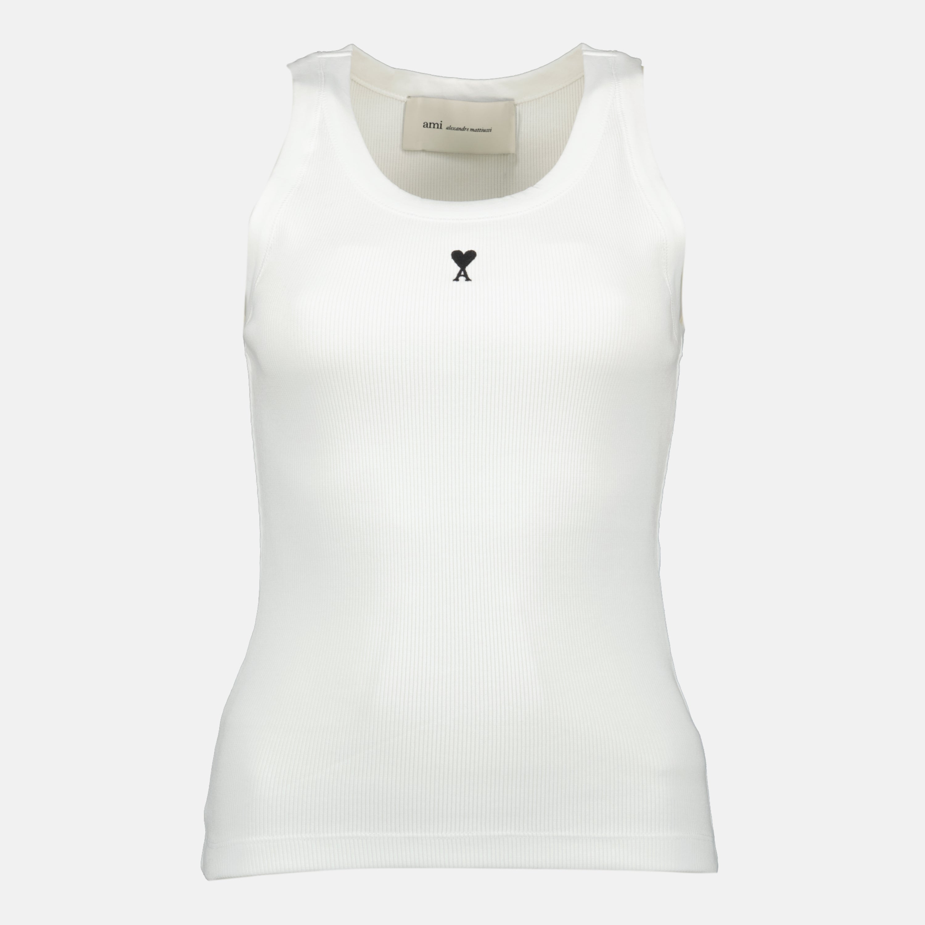 ami Paris オーガニックコットン タンクトップ ホワイト Ami de Coeur White Tank Top - Ami PARIS - Women | WE IN STYLE