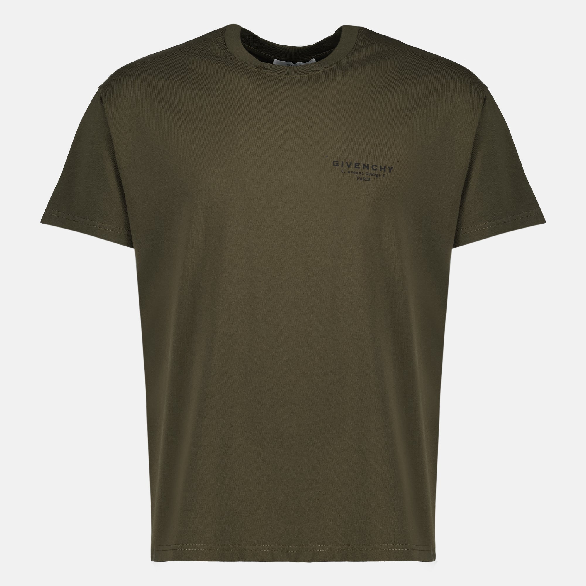 시그니처 프린트가 있는 카키 티셔츠 - S