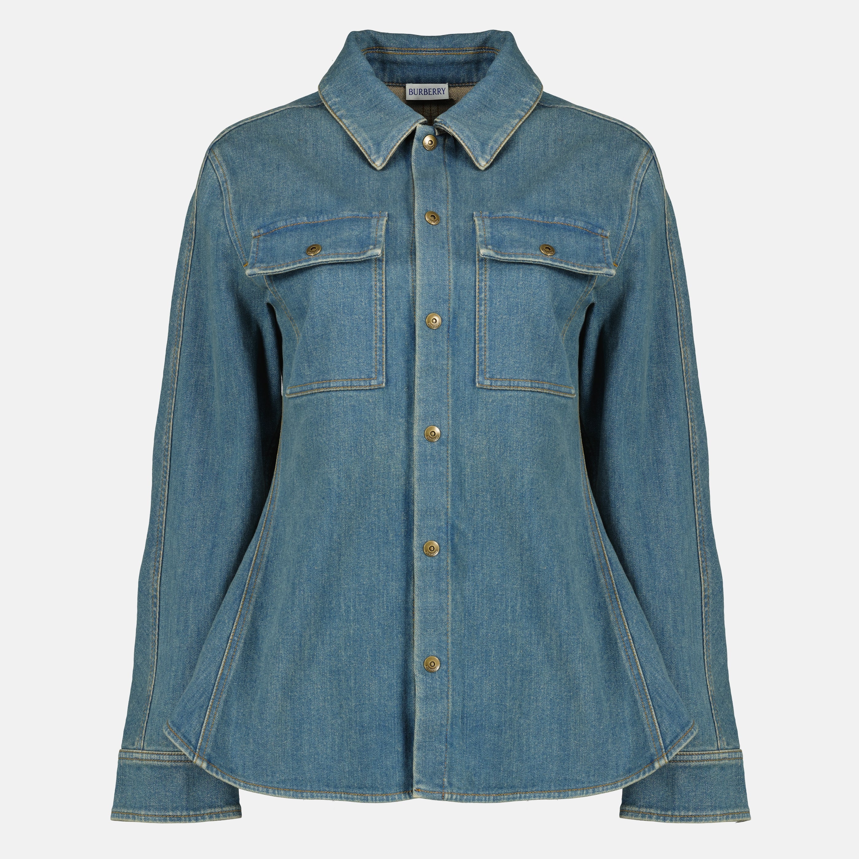 Burberry Fit-and-flare Denim Shirt Mid Blue, Size: 08
