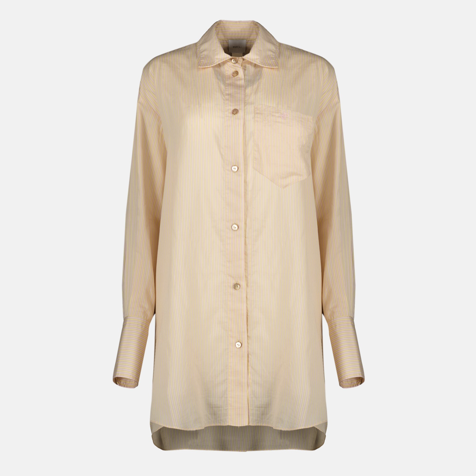 Beige Striped Silk Oversized Shirt - Patou - Women | WE IN STYLE