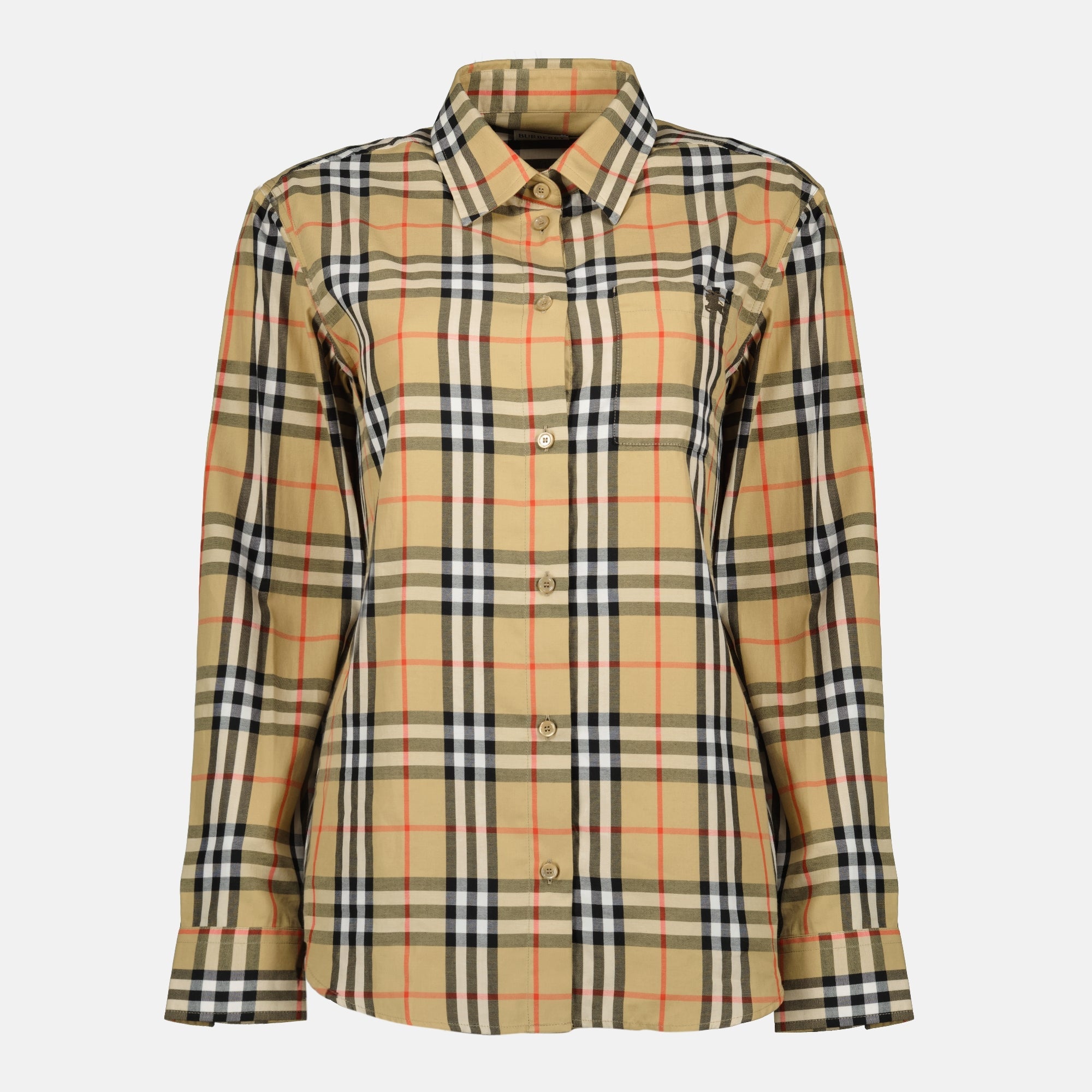 Burberry Check Cotton Shirt Beige Burberry Check Cotton Shirt Beige