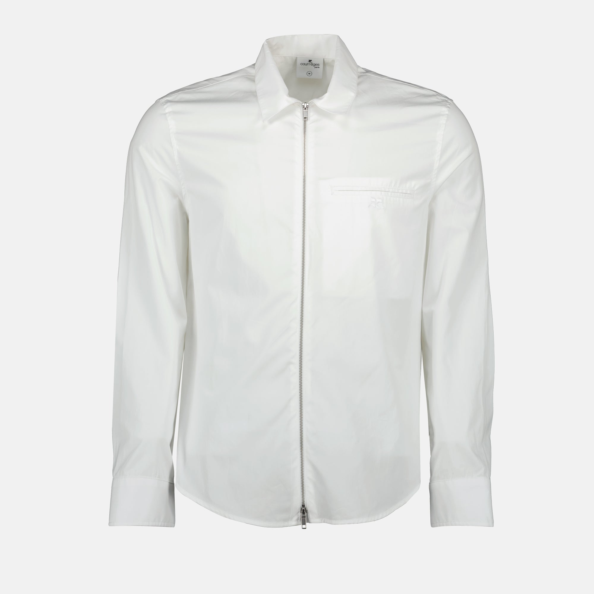 dress shirt zipper Zipped Poplin Shirt - White - L