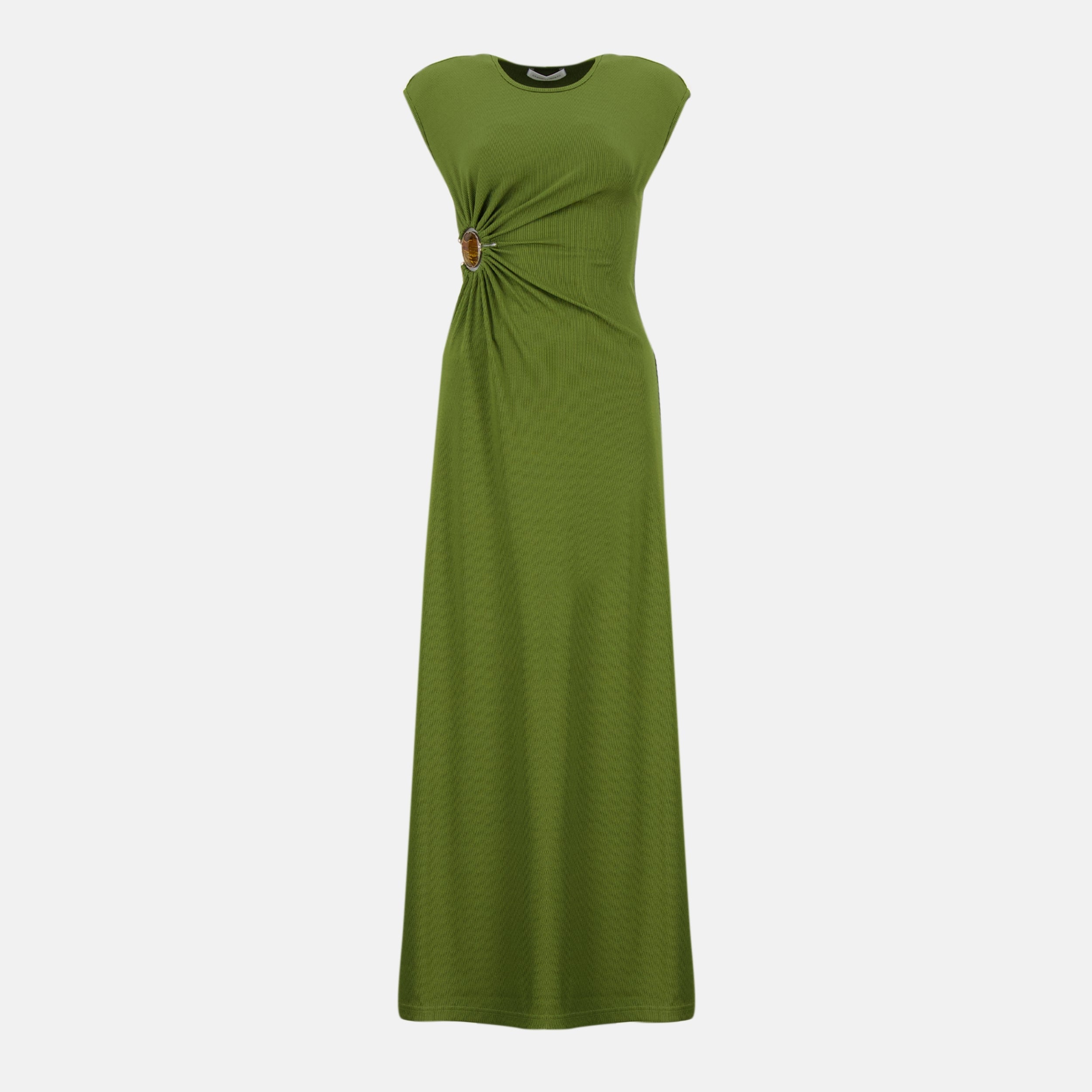 slim fit dress slacks Christopher Esber Green Shoulderless Cashmere Monument Dress main image 1