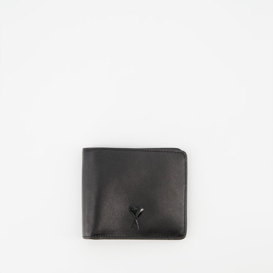 black leather wallet, AMI Paris, luxury wallet, Ami de Coeur, premium accessories