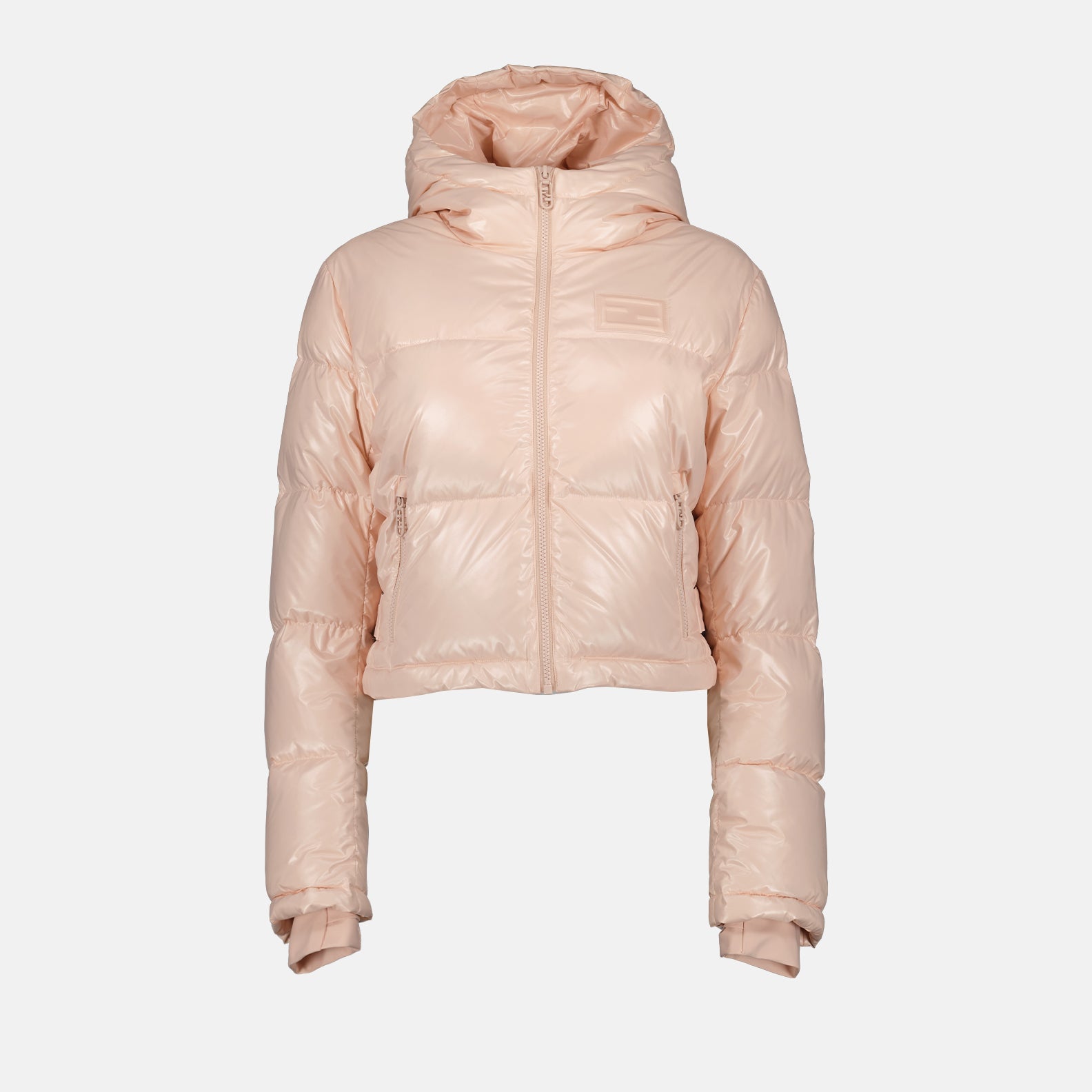 Fendi down jacket, women's luxury fashion, pink pocket jacket, high-end winter wear, designer outerwear