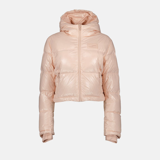 Fendi down jacket, women's luxury fashion, pink pocket jacket, high-end winter wear, designer outerwear