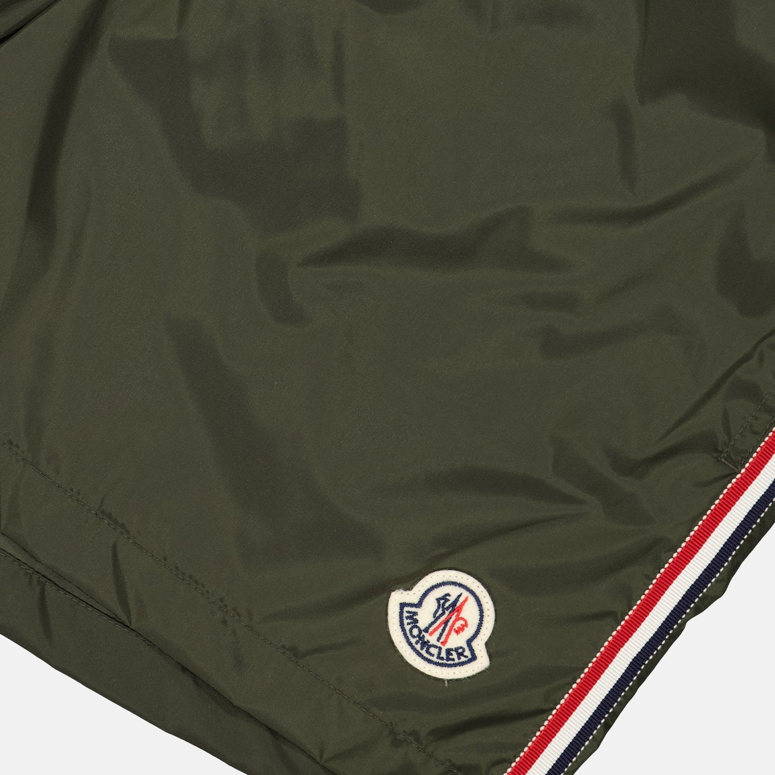 Moncler, swim shorts, luxury swimwear, men's fashion, khaki shorts