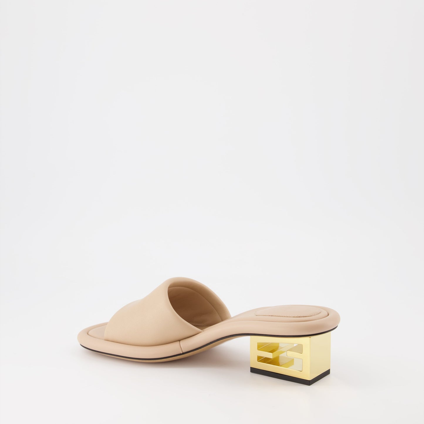 Fendi mules, Beige leather mules, Women's luxury footwear, Italian leather shoes, Designer mules