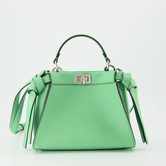 Fendi Mini Peekaboo Bag, Luxury Handbag, Women's Designer Accessories, High-End Fashion, Elegant Green Bag