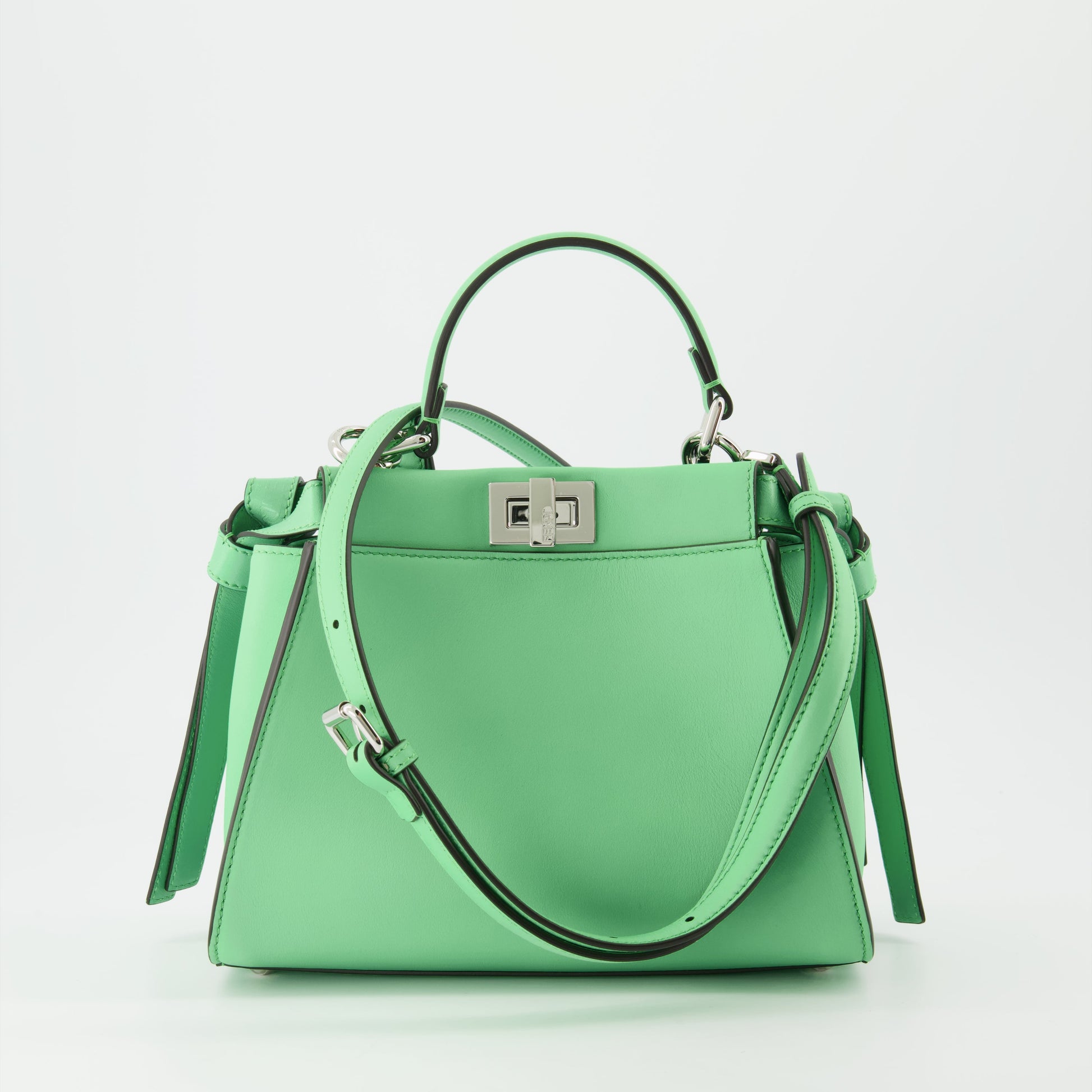 Fendi Mini Peekaboo Bag, Luxury Handbag, Women's Designer Accessories, High-End Fashion, Elegant Green Bag