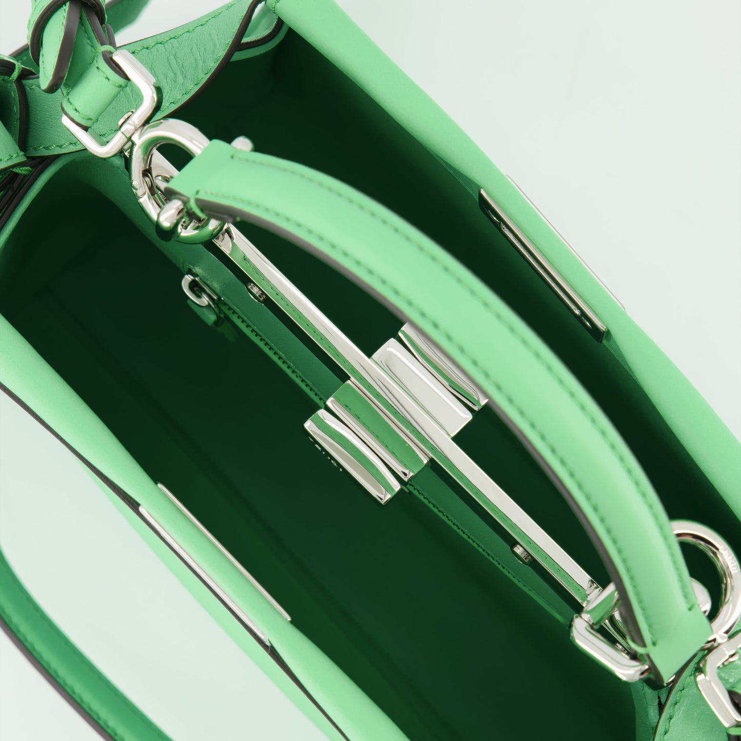 Fendi Mini Peekaboo Bag, Luxury Handbag, Women's Designer Accessories, High-End Fashion, Elegant Green Bag