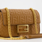 Fendi Baguette bag, luxury leather bag, women's designer handbag, brown leather handbag, elegant Fendi accessories
