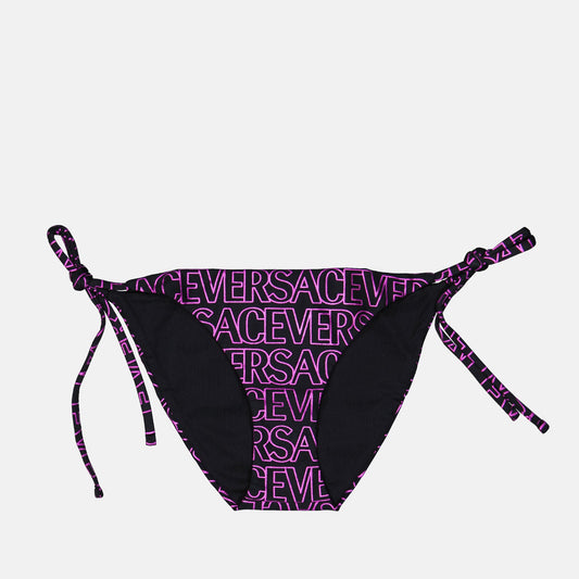 Versace bikini, luxury swimwear, designer bikini bottoms, women's beachwear, monogrammed swimwear