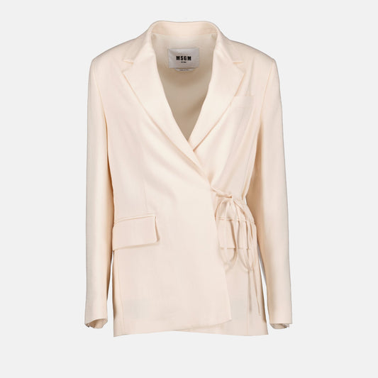 luxury blazer, tie-waist blazer, MSGM women, designer blazer, high-end fashion