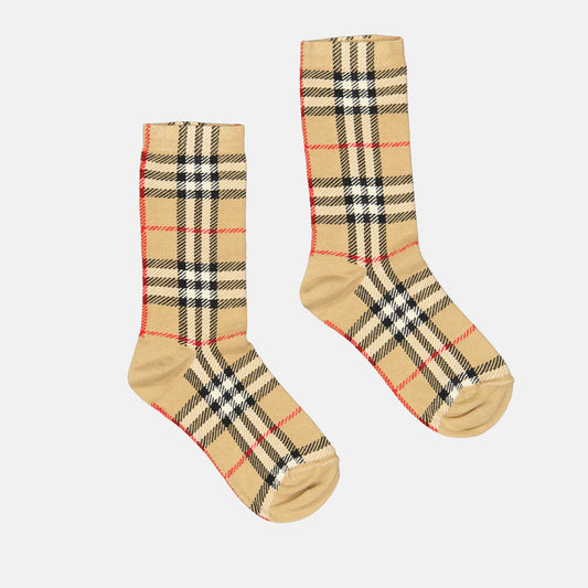 Burberry Socks, Checkered Socks, Beige Socks, Unisex Burberry, Luxury Socks