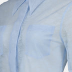 Victoria Beckham, Blue Sheer Shirt, Cut-Out Shirt, Women's Luxury Fashion, Designer Clothing