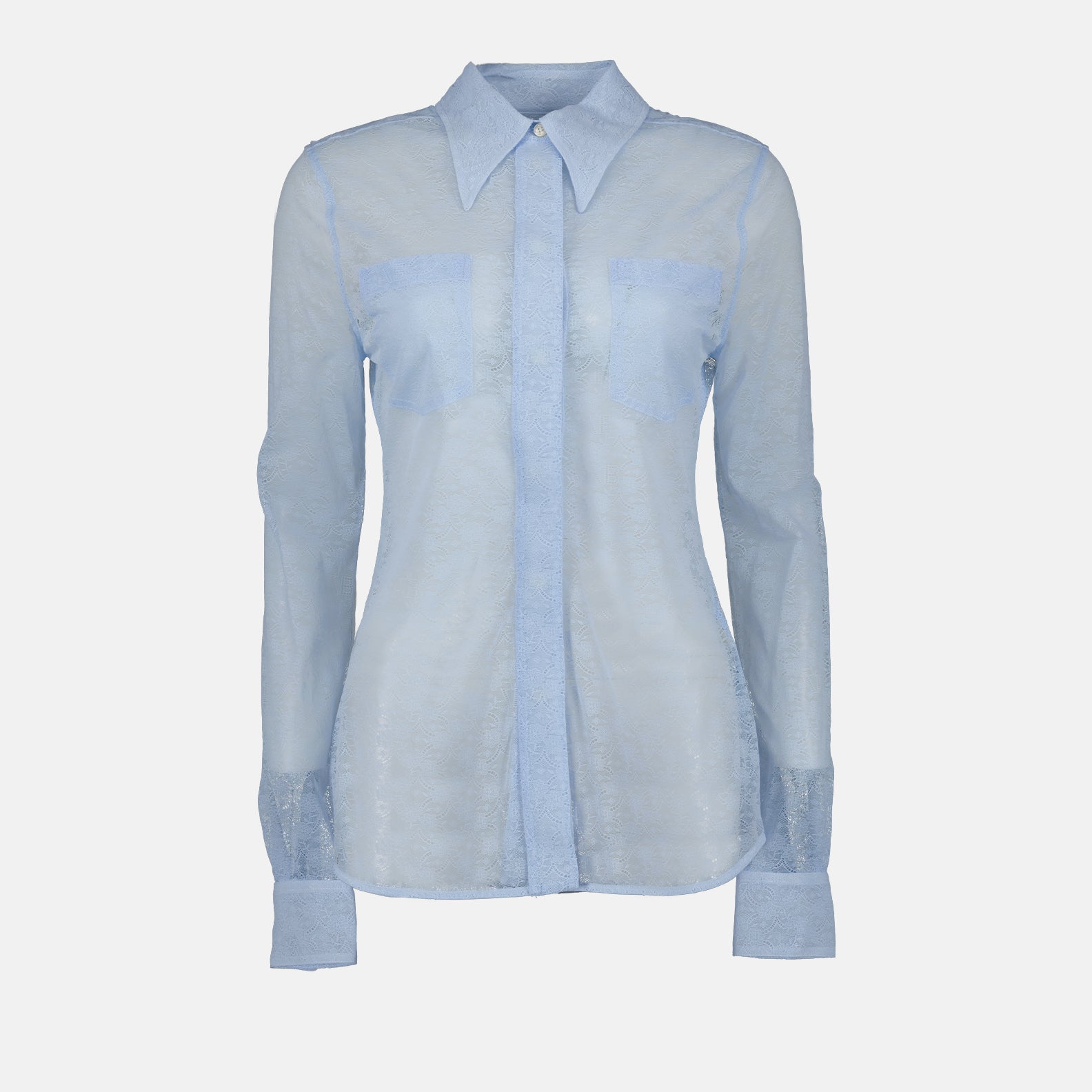 Victoria Beckham, Blue Sheer Shirt, Cut-Out Shirt, Women's Luxury Fashion, Designer Clothing