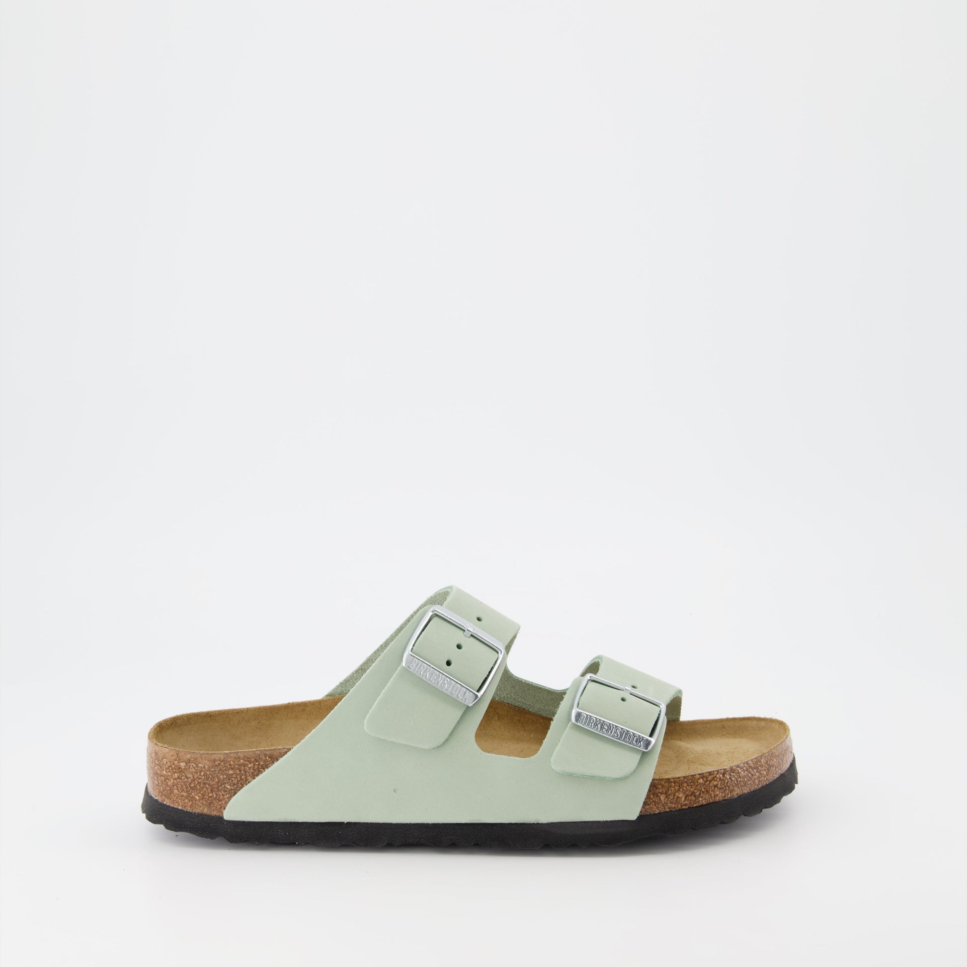 Birkenstock, Arizona slides, mint green, women's luxury footwear, adjustable straps