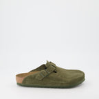 Birkenstock clogs, Boston clogs, adjustable shoes, velour footwear, comfort slip-ons