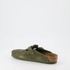 Birkenstock clogs, Boston clogs, adjustable shoes, velour footwear, comfort slip-ons