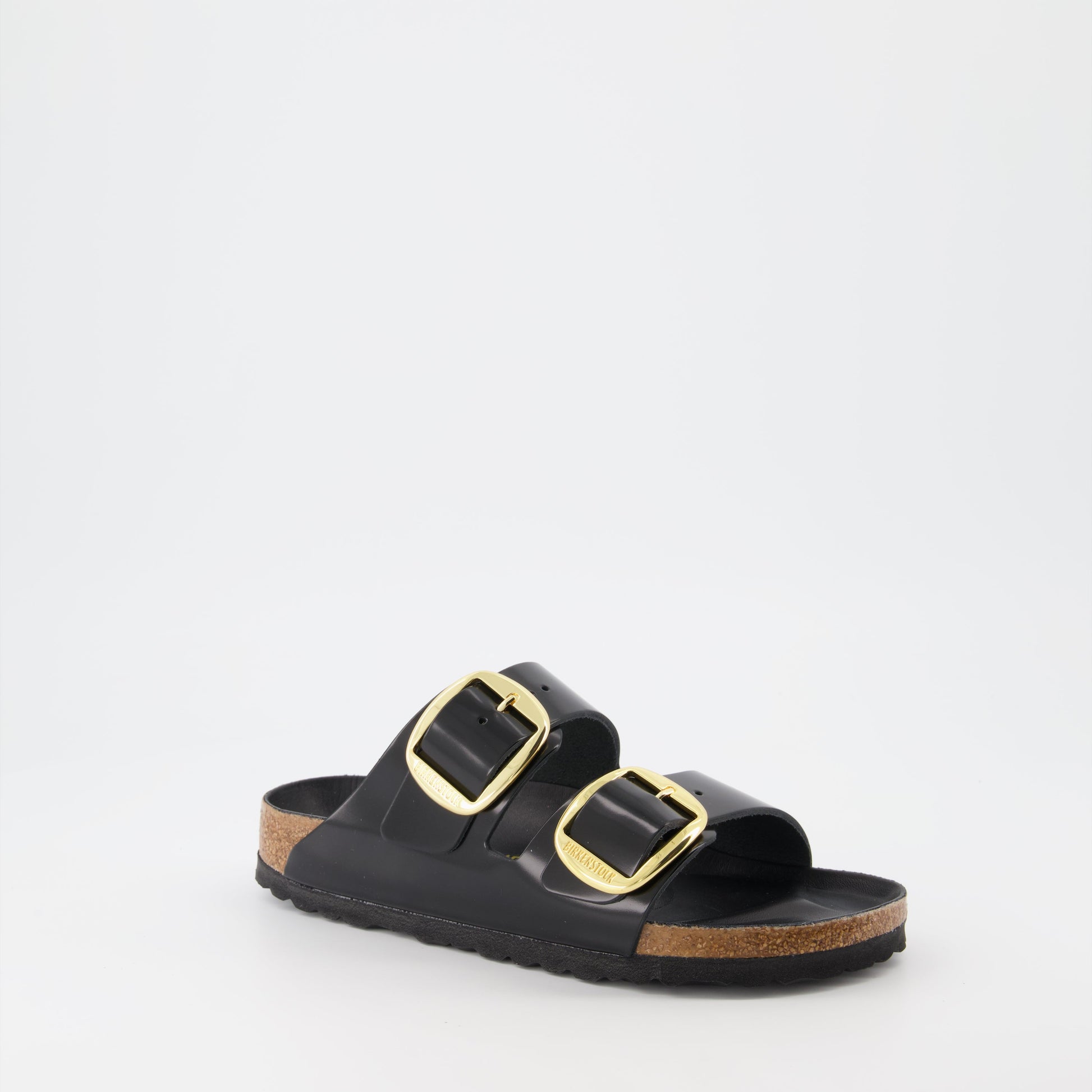 Birkenstock sandals, glossy leather sandals, Arizona Big Buckle, luxury footwear, stylish comfort