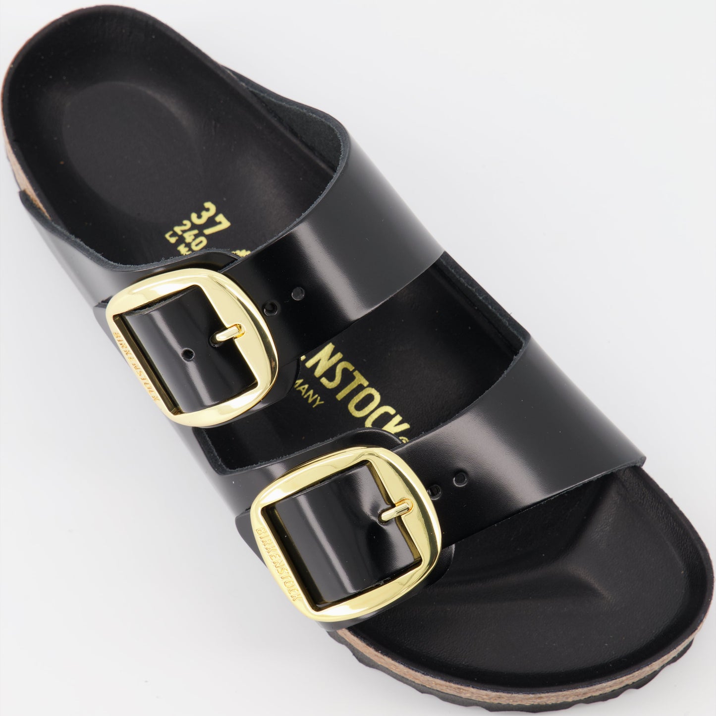 Birkenstock sandals, glossy leather sandals, Arizona Big Buckle, luxury footwear, stylish comfort