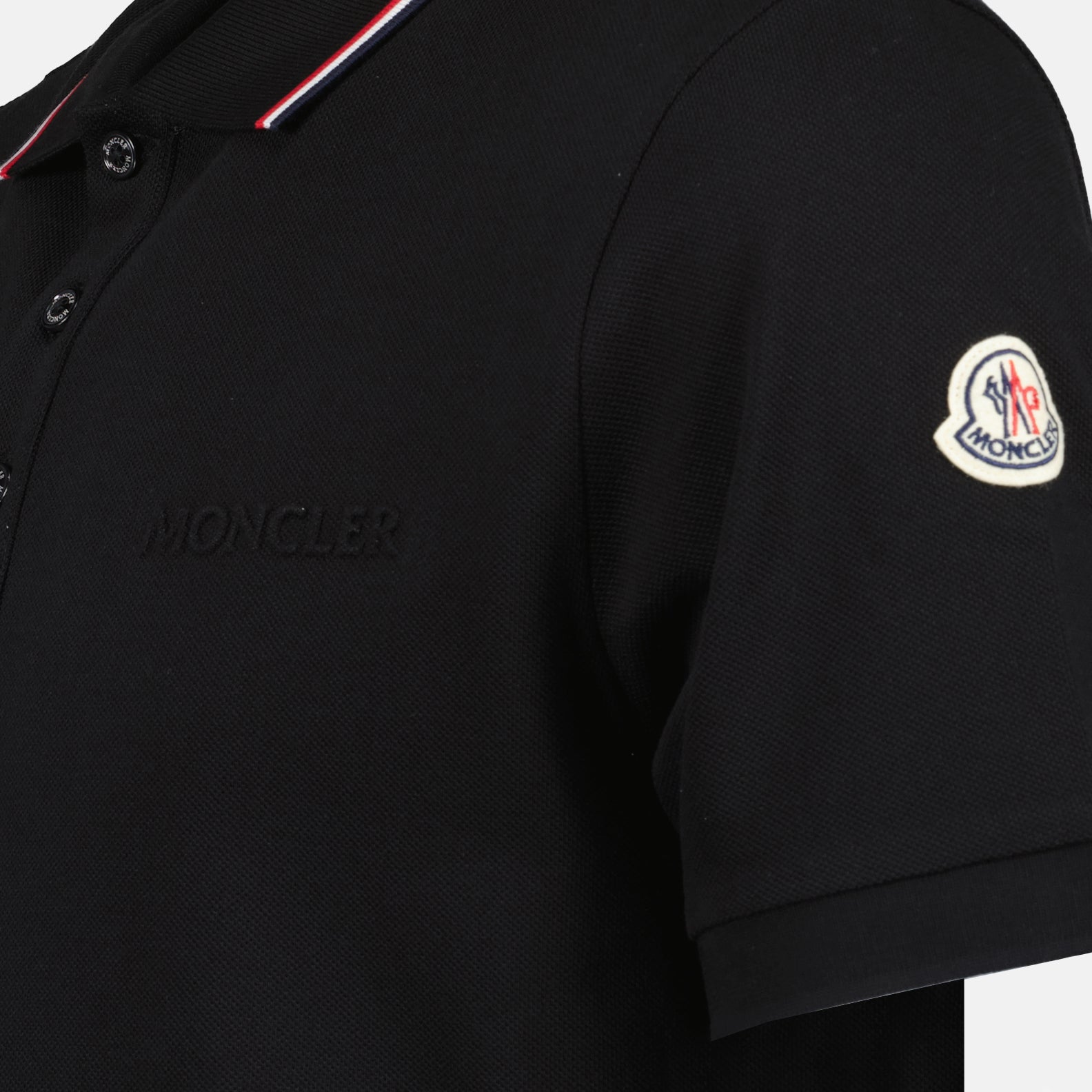 Moncler polo, luxury men's polo, black polo shirt, designer polo, Moncler clothing