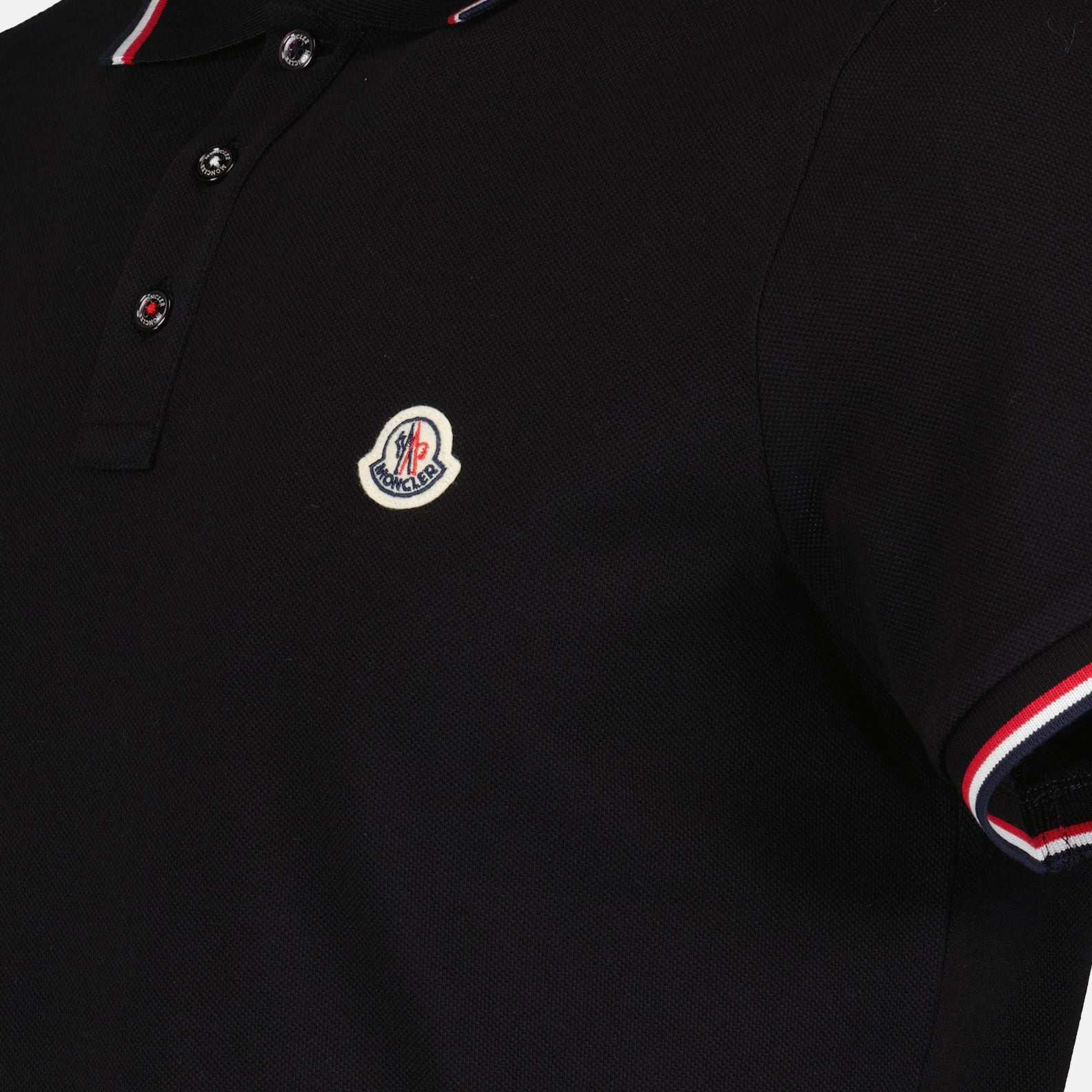 Moncler polo, men's luxury polo, black polo shirt, designer polo shirt, Moncler men's wear