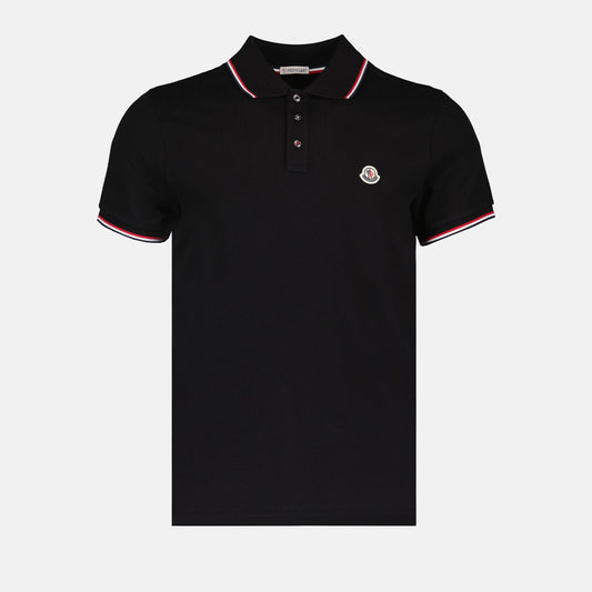 Moncler polo, men's luxury polo, black polo shirt, designer polo shirt, Moncler men's wear