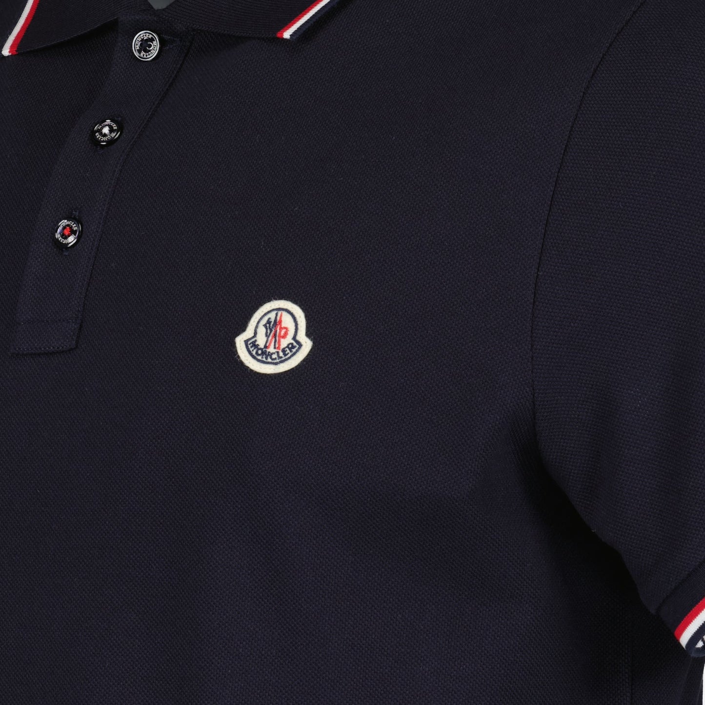 Moncler, men's polo, luxury fashion, blue trim polo, designer menswear